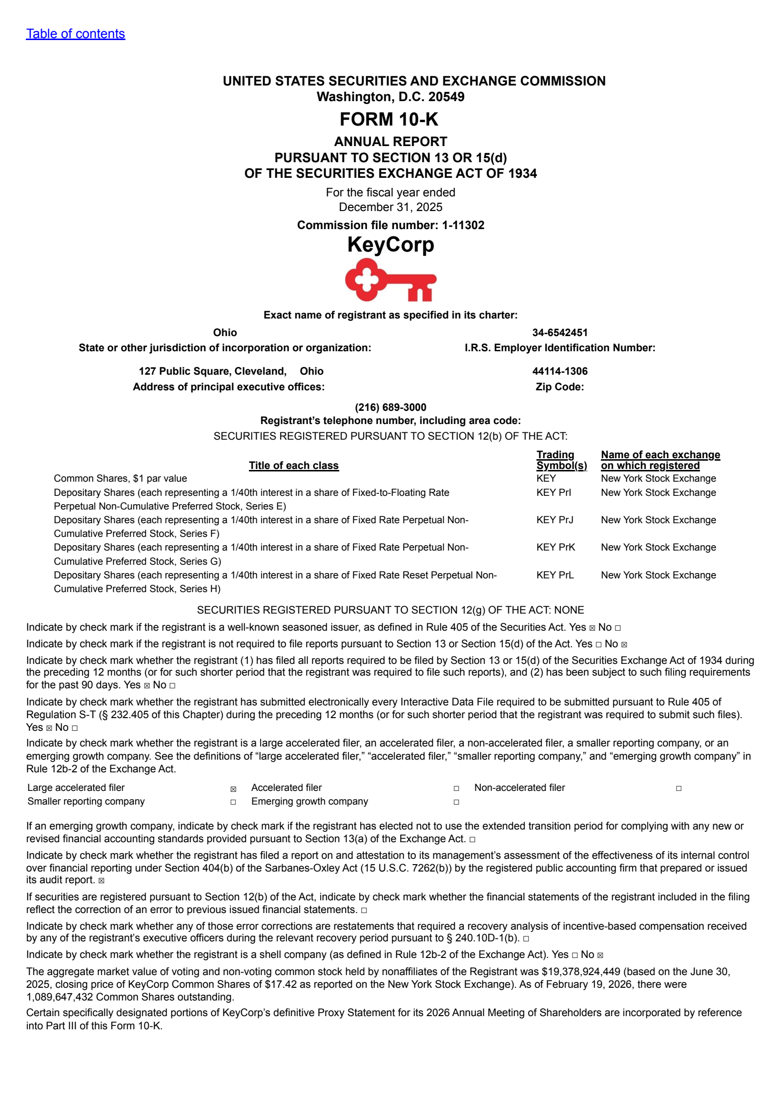 KeyCorp's Q4 2025 Annual report