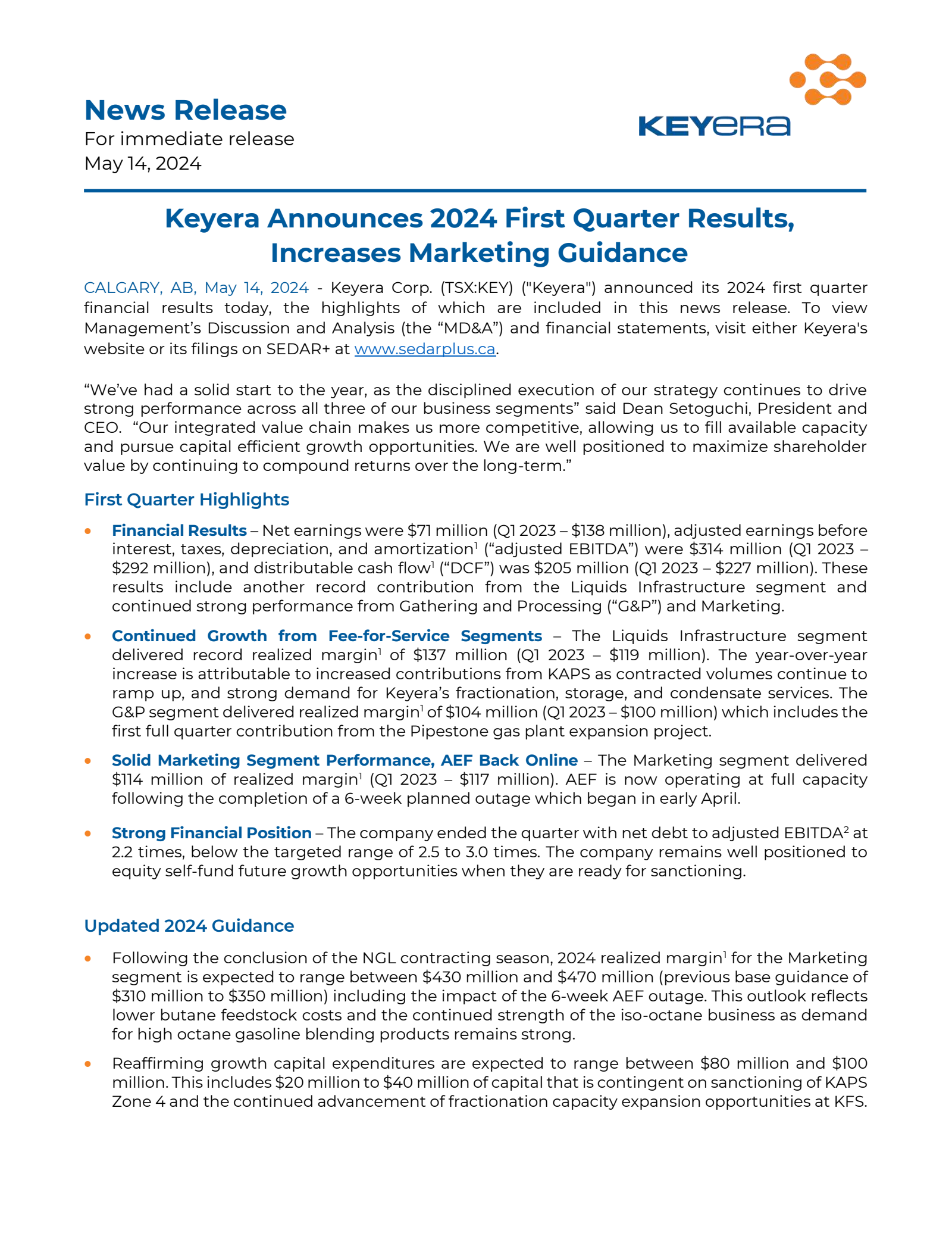 KEY Q1 2024 Earnings Report on 5/14/2024