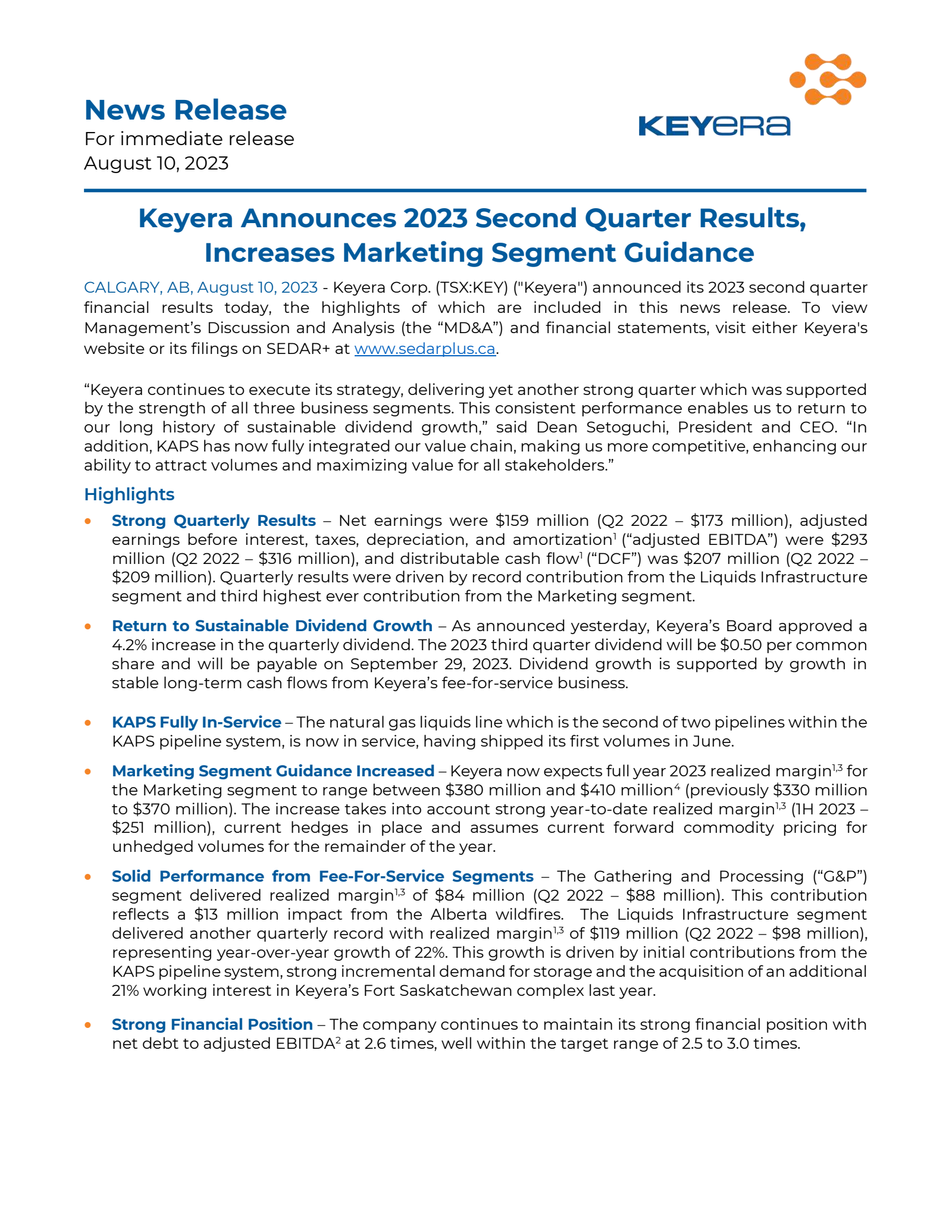 KEY Q2 2023 Earnings Report on 8/10/2023
