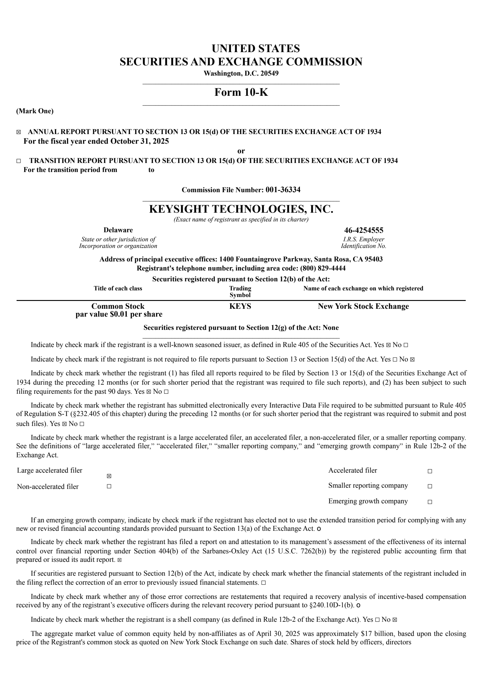 Keysight Technologies' Q4 2025 Annual Report