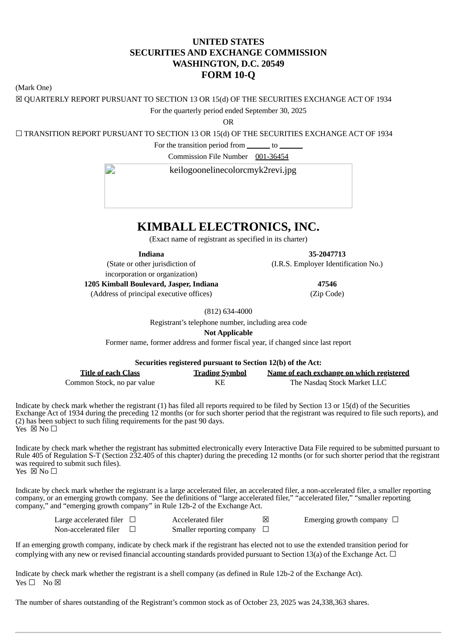 Kimball Electronics' Q1 2026 Quarterly Report