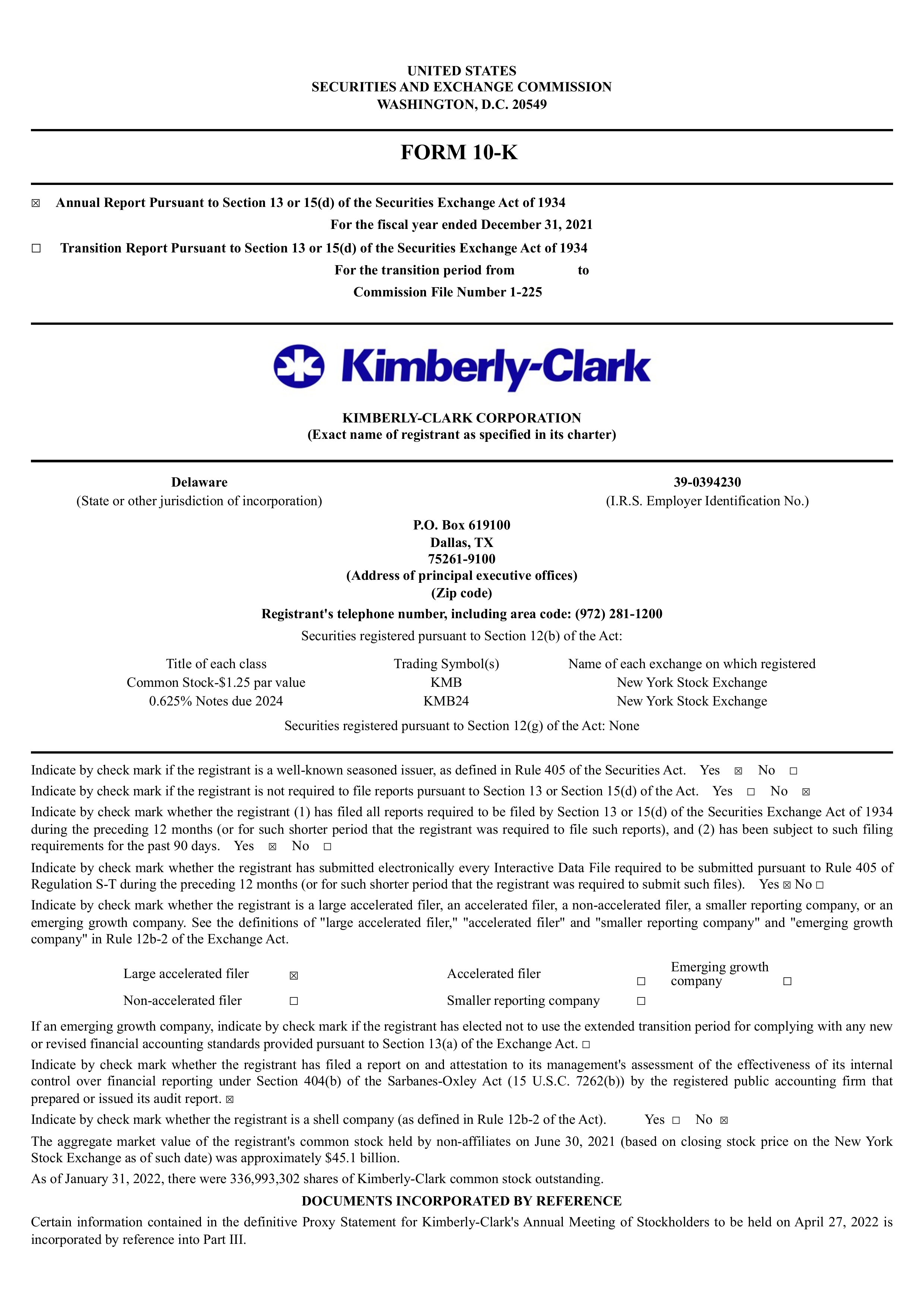 Kimberly-Clark's Q4 2021 Annual report