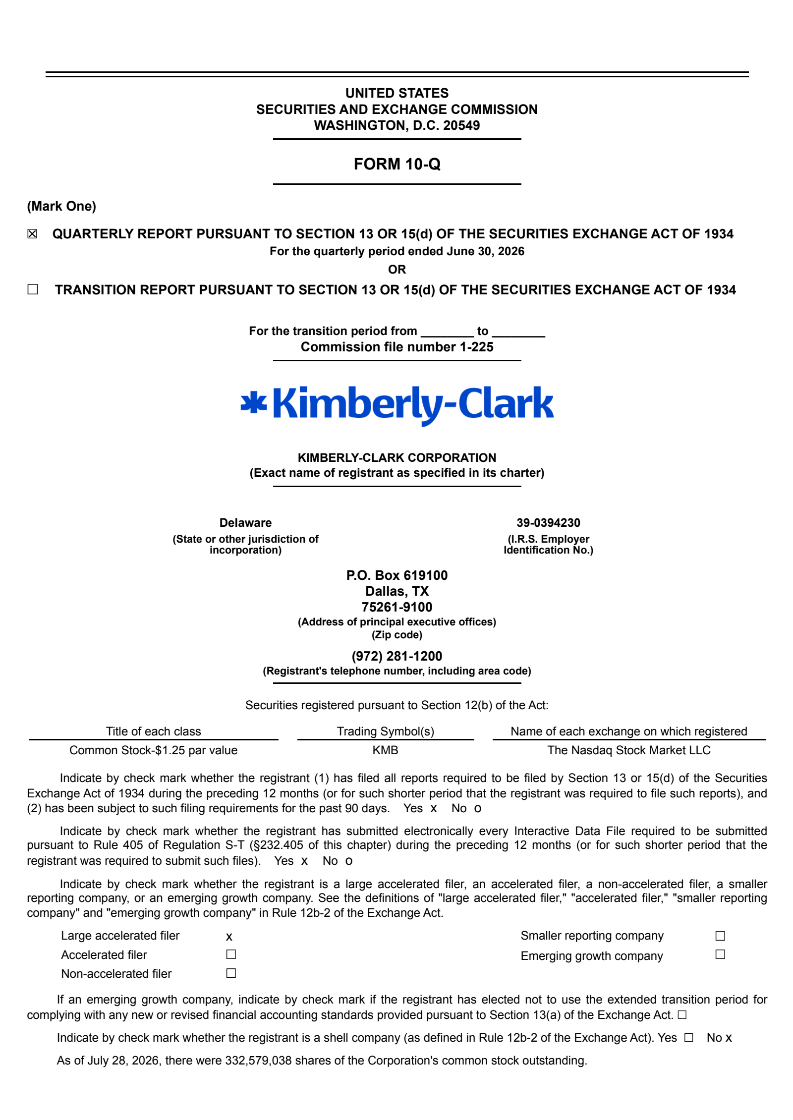 Kimberly-Clark's Q2 2026 Prepared Remarks Quarterly report