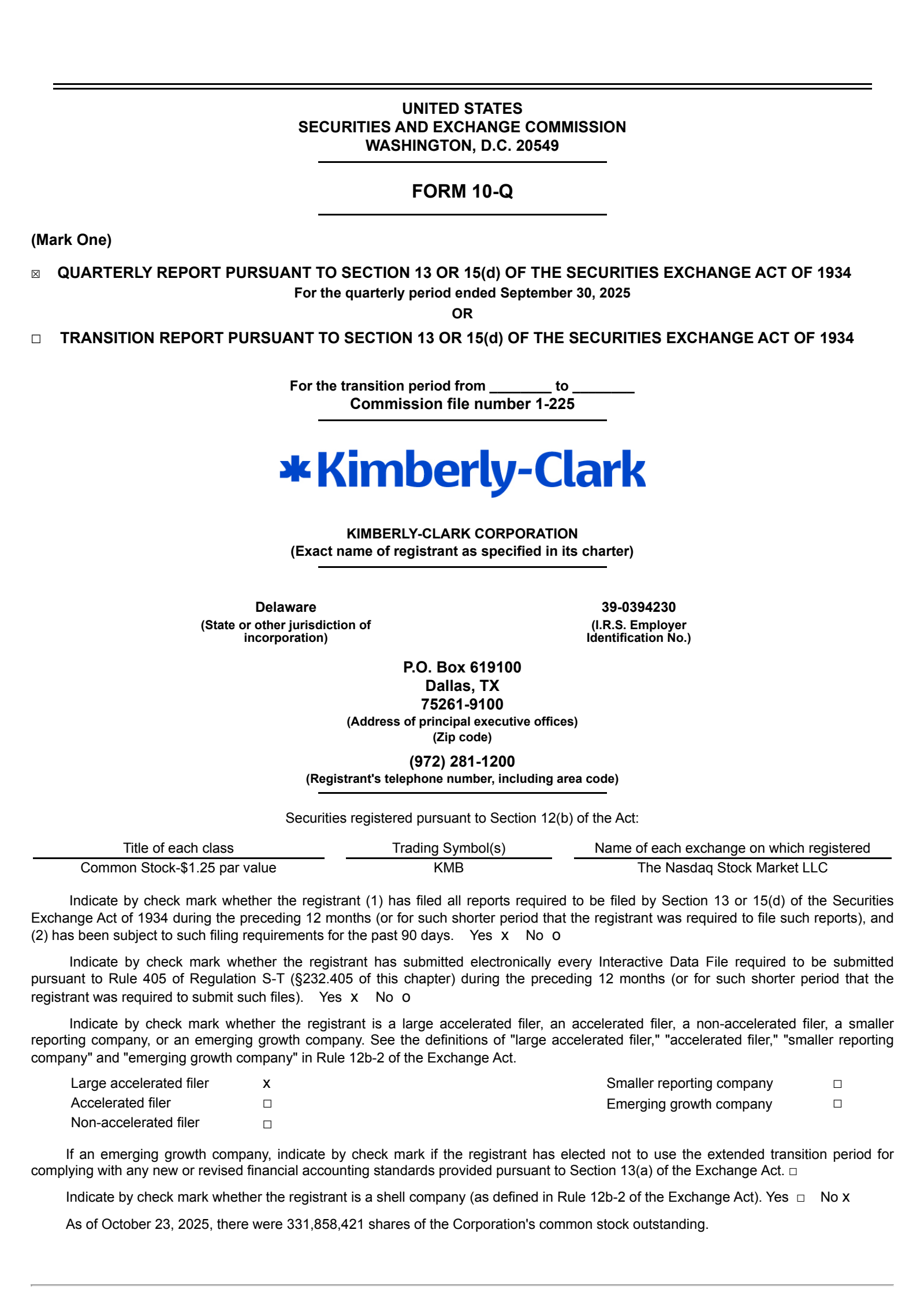 Kimberly-Clark's Q3 2025 Prepared Remarks Quarterly Report