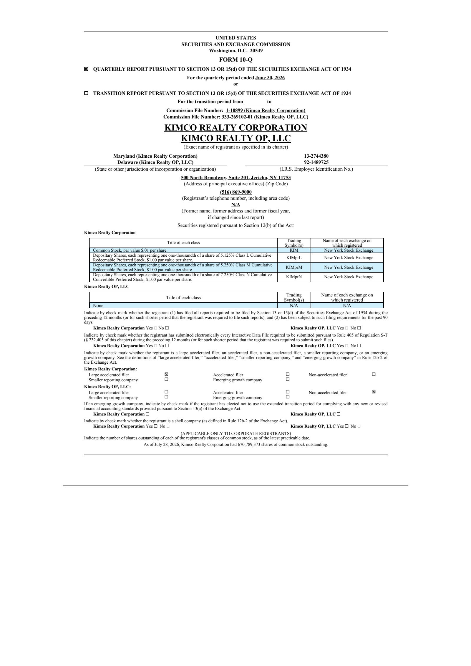 Kimco Realty's Q2 2026 Quarterly report
