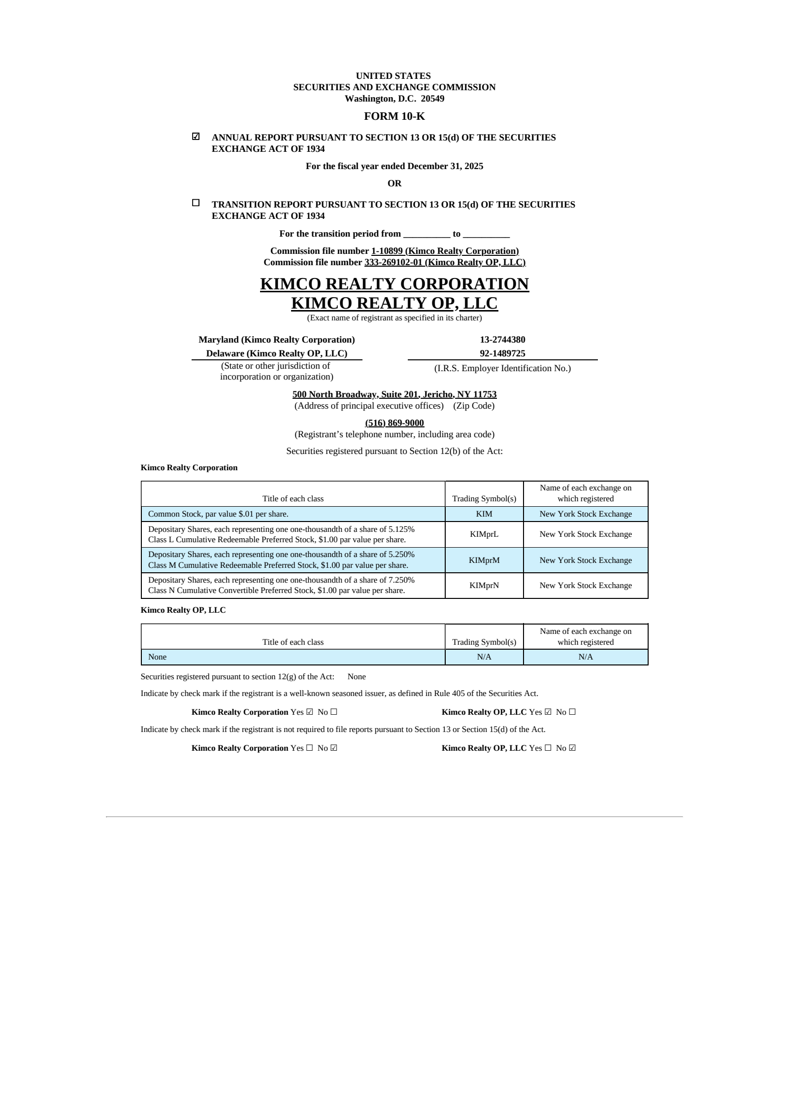 Kimco Realty's Q4 2025 Annual report