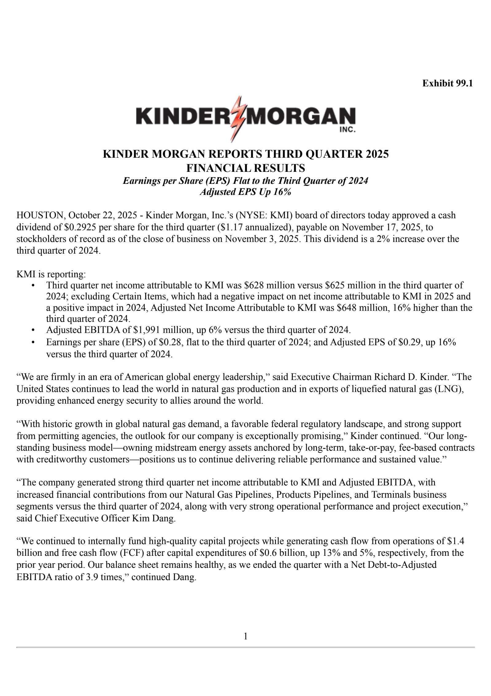 Kinder Morgan's Q3 2025 Earnings Release