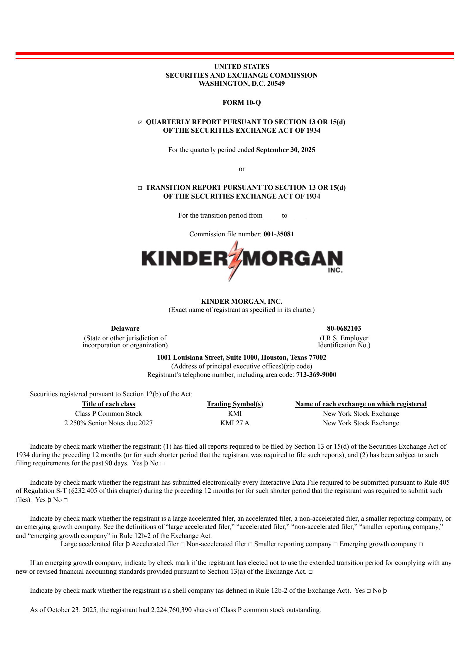 Kinder Morgan's Q3 2025 Quarterly Report