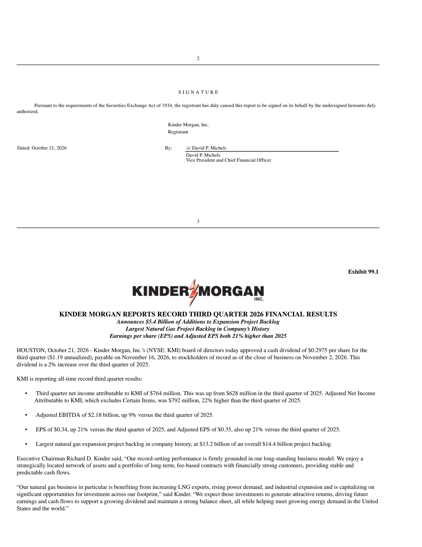 Kinder Morgan (KMI) Q3 2026 Earnings Results & Call Transcript