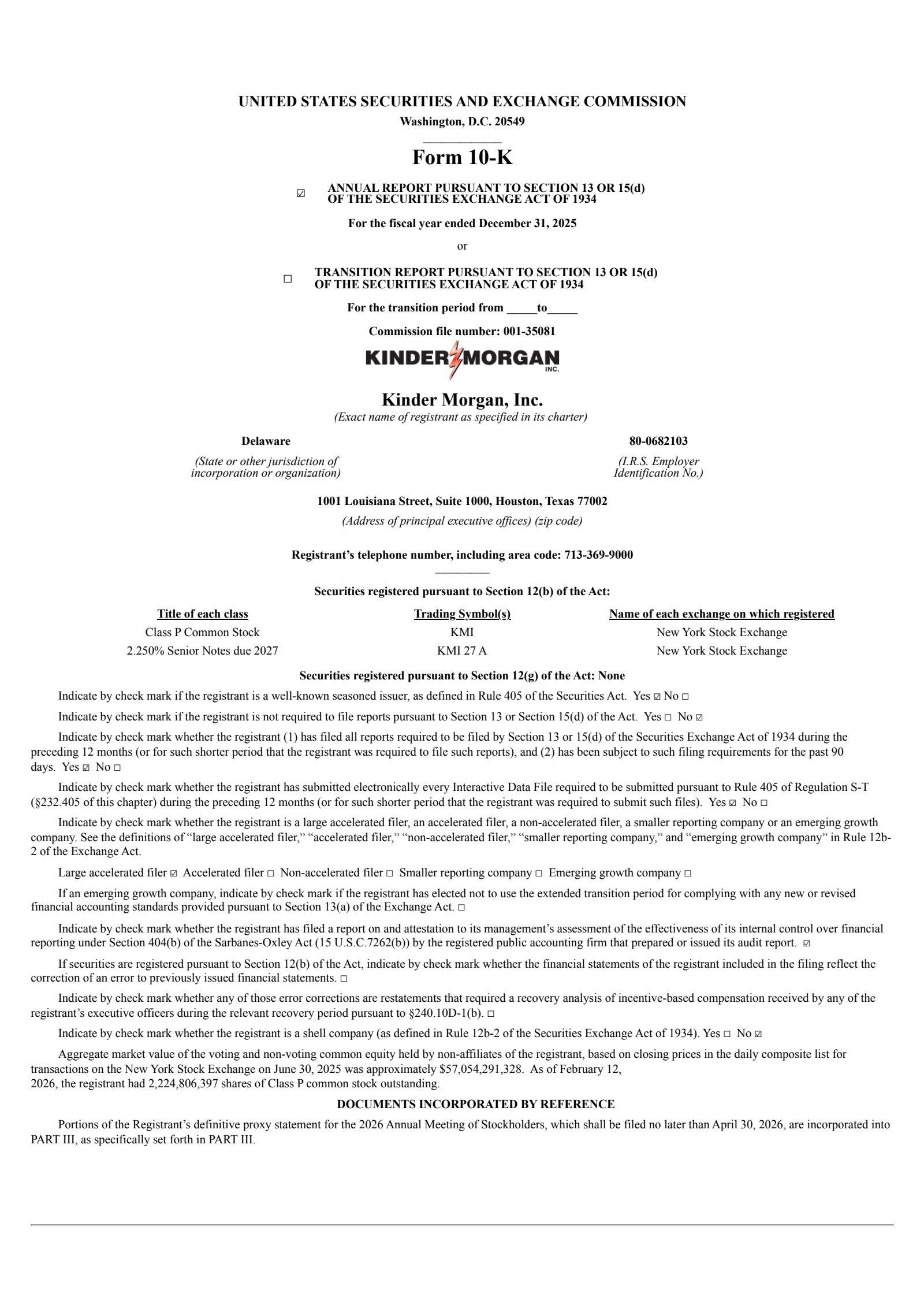 Kinder Morgan's Q4 2025 Annual report