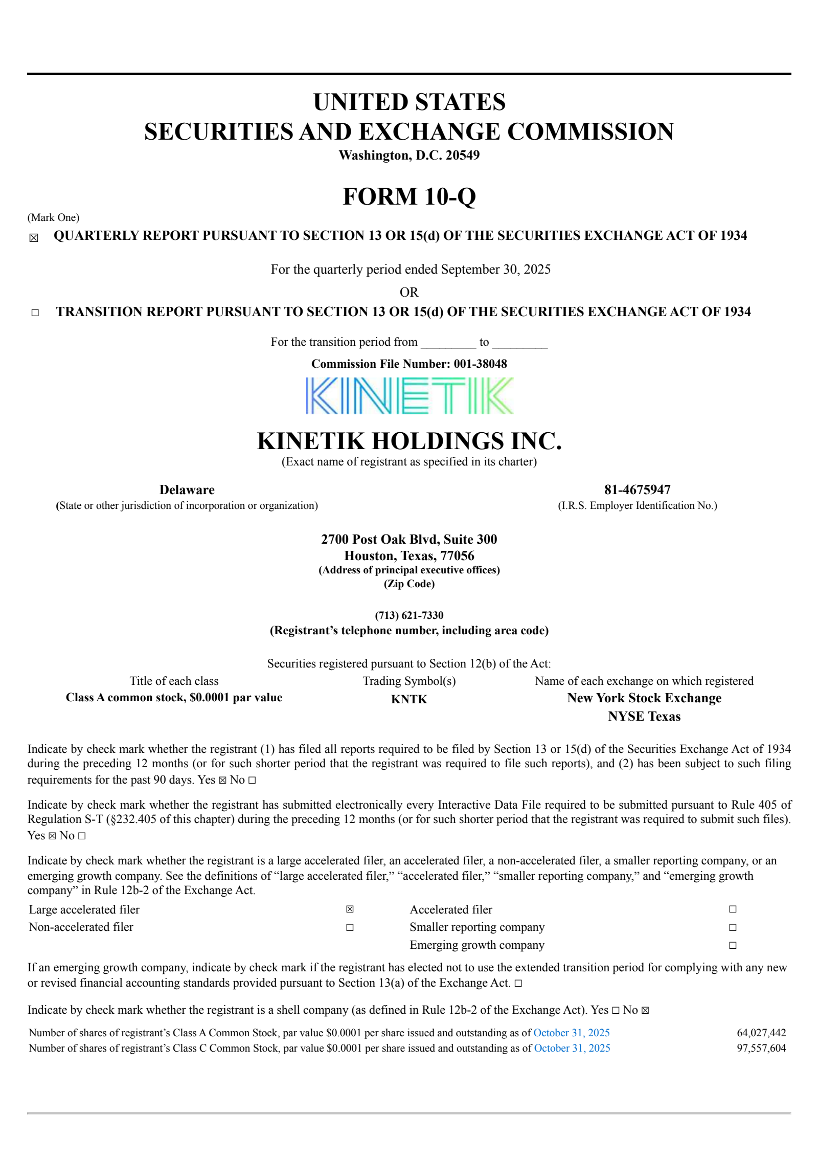Kinetik's Q3 2025 Quarterly Report