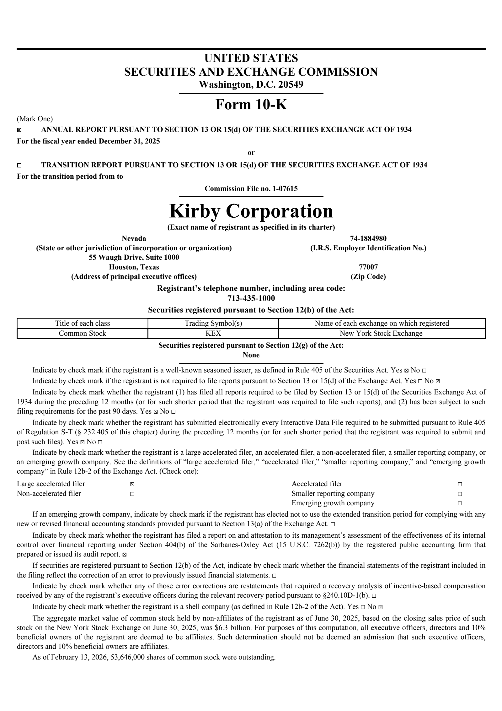 Kirby's Q4 2025 Annual report