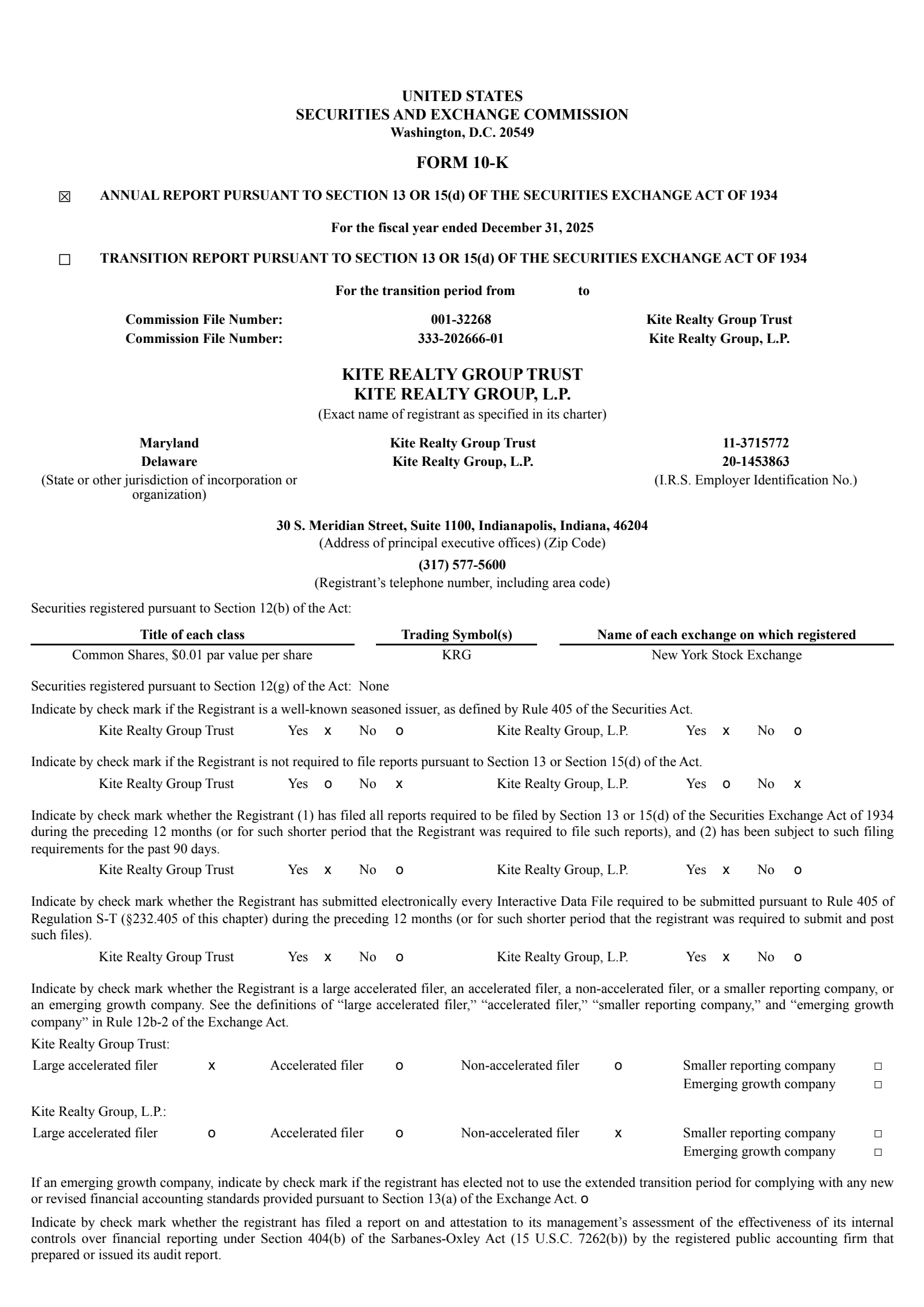 Kite Realty Group Trust's Q4 2025 Annual report