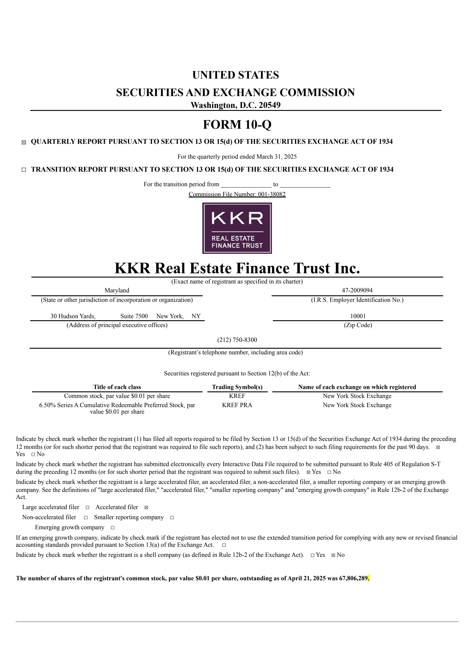 Kref KREF Q1 2025 Earnings Report on 4/23/2025
