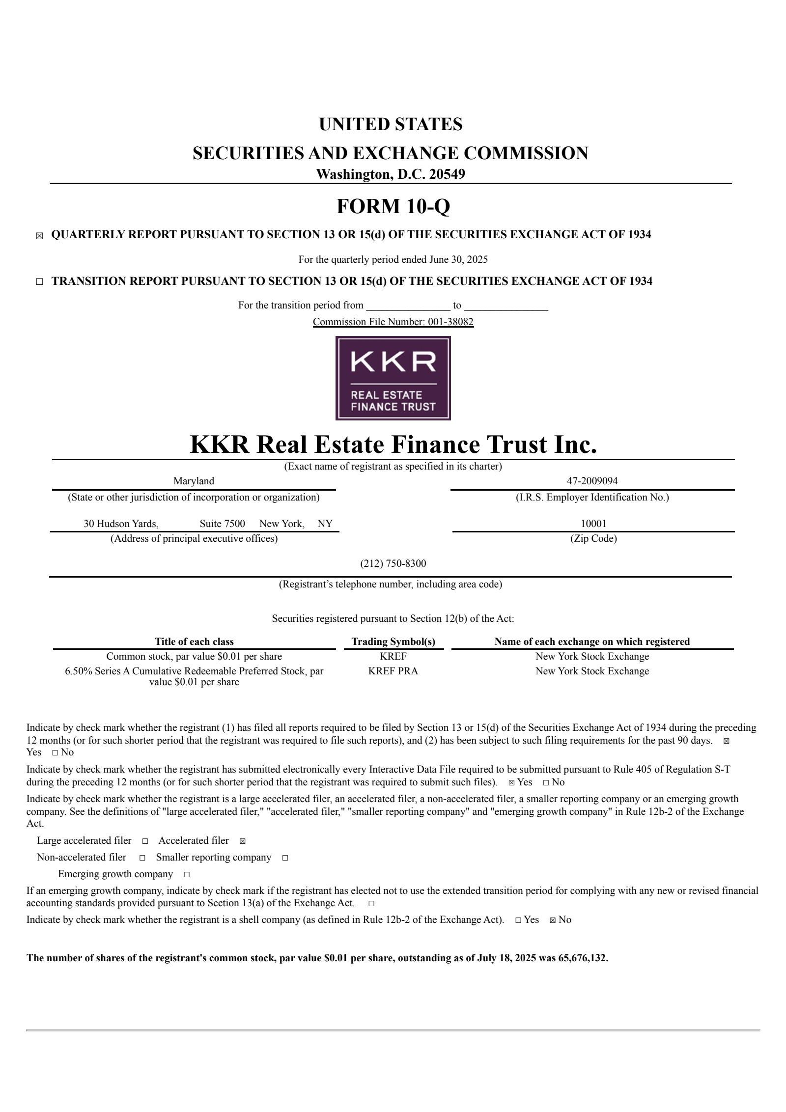 KKR Real Estate Finance Trust's Q2 2025 Quarterly report
