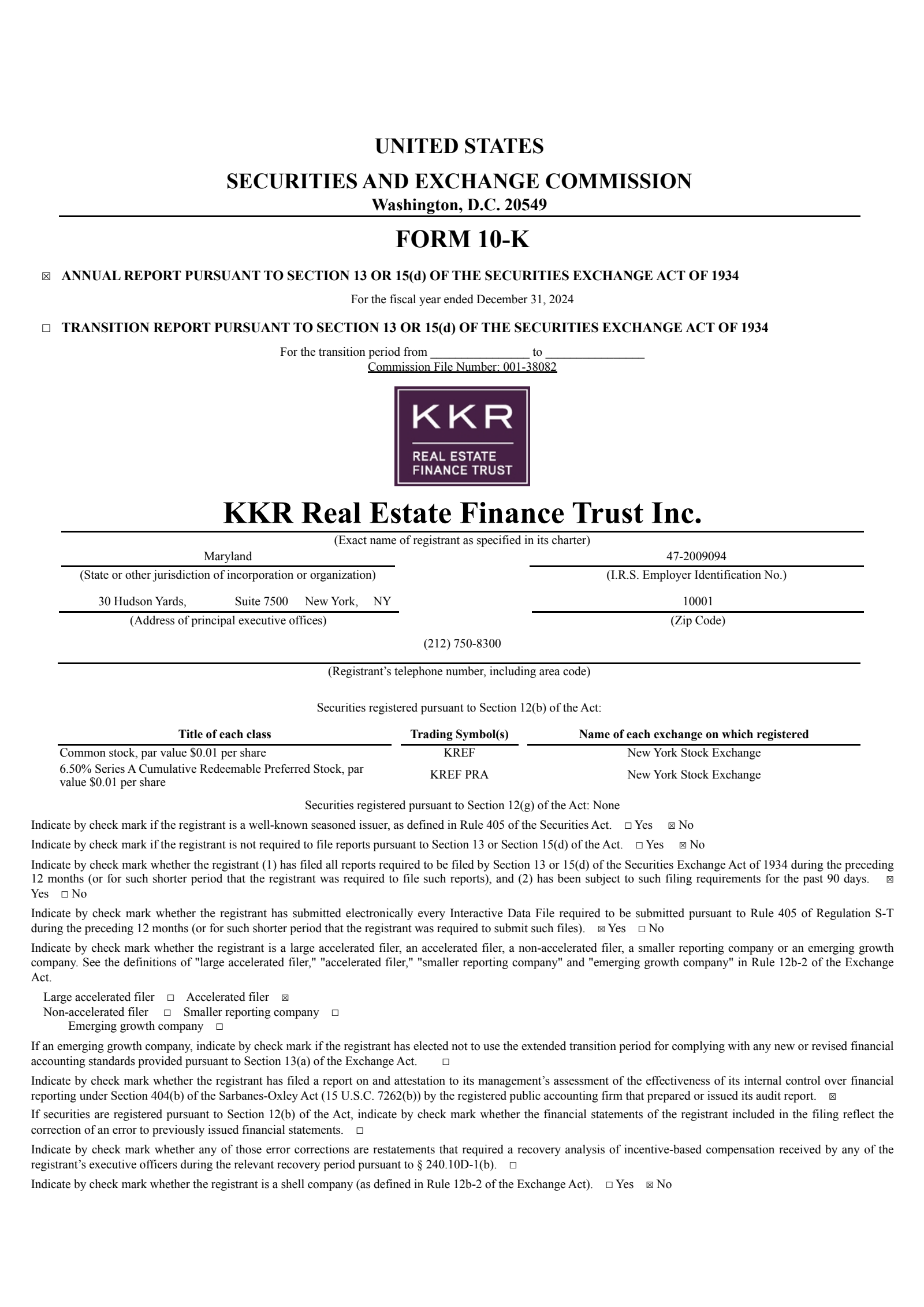 KKR Real Estate Finance Trust's Q4 2024 Annual report