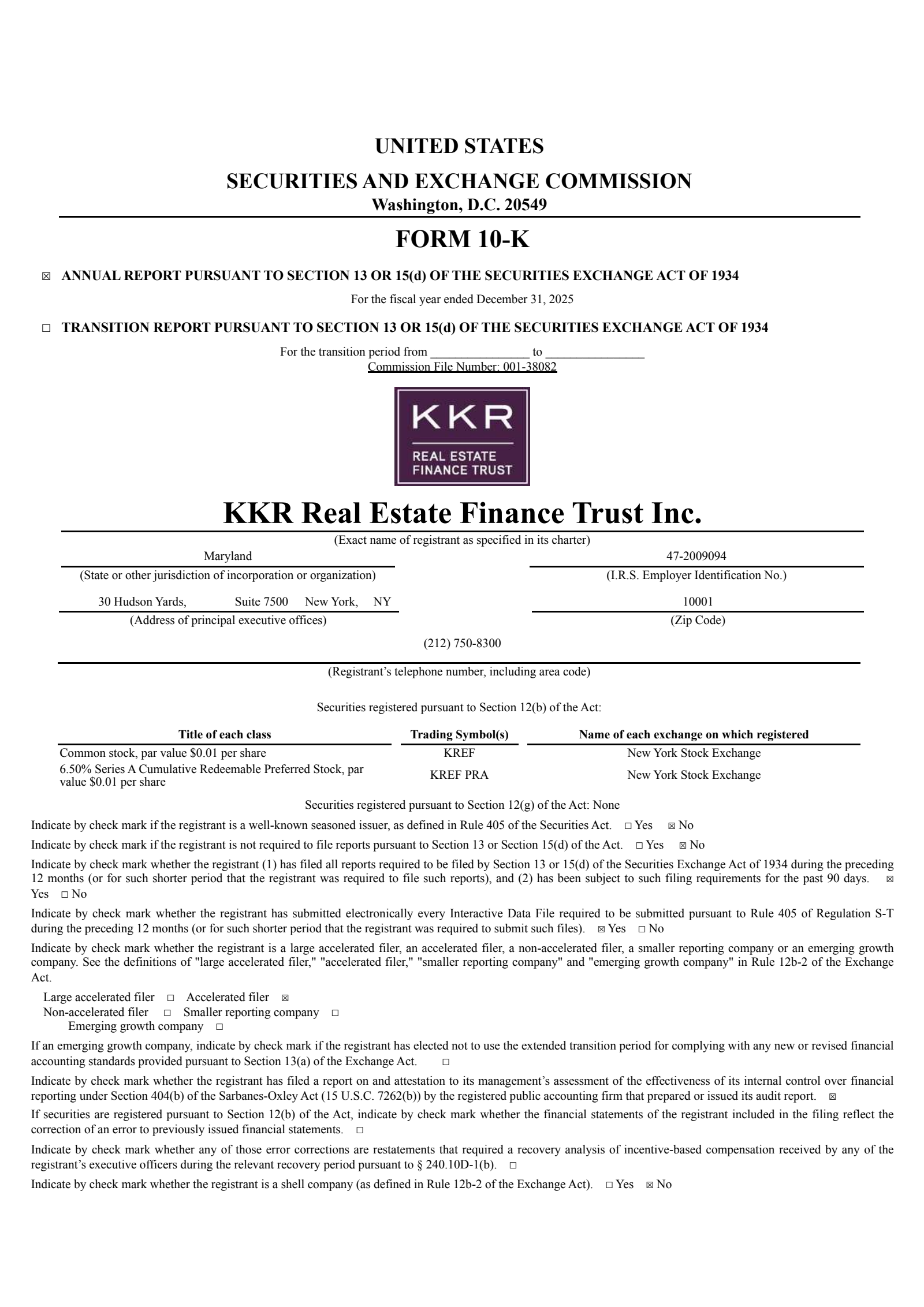 KKR Real Estate Finance Trust's Q4 2025 Annual report