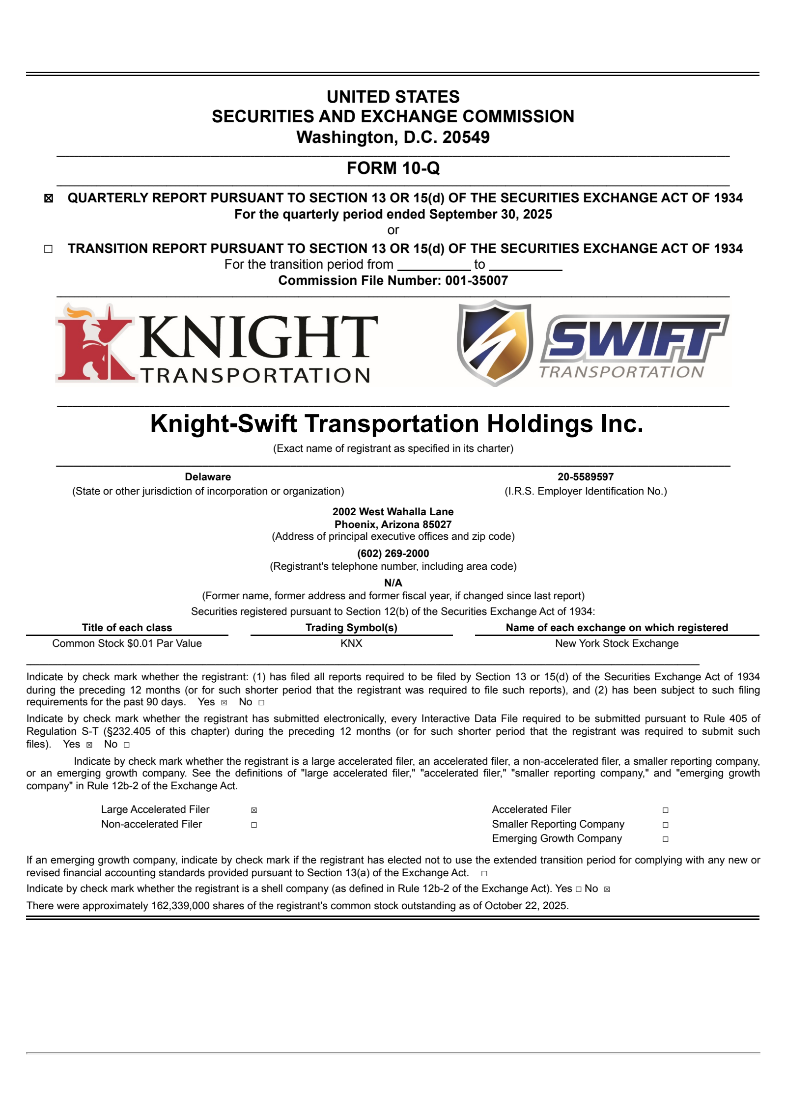 Knight-Swift Transportation's Q3 2025 Quarterly Report