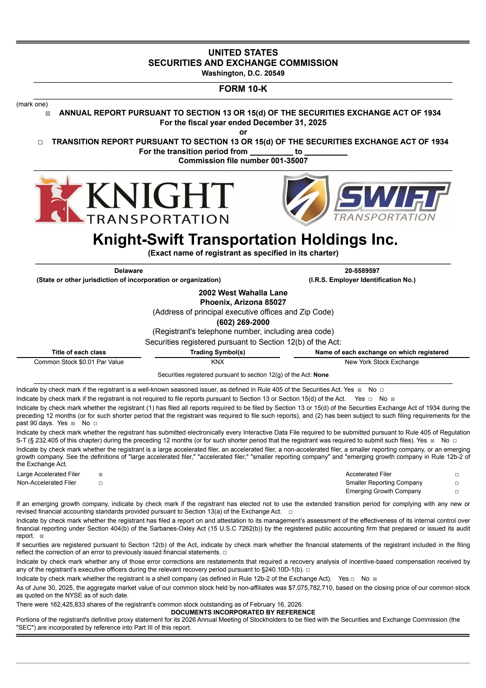Knight-Swift Transportation's Q4 2025 Annual report