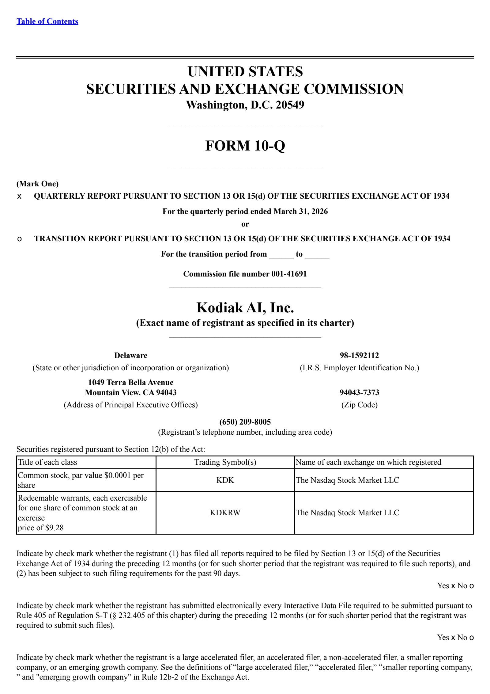 Kodiak AI's Q1 2026 Quarterly report