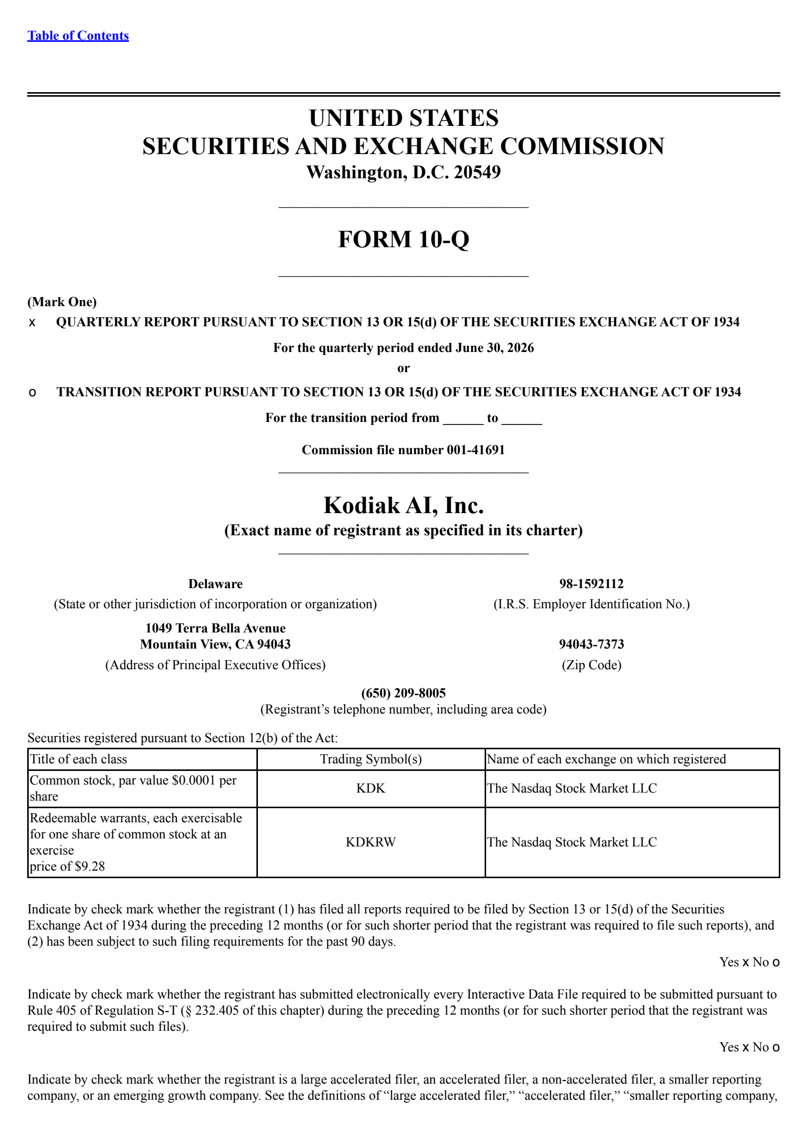 Kodiak AI's Q2 2026 Quarterly report