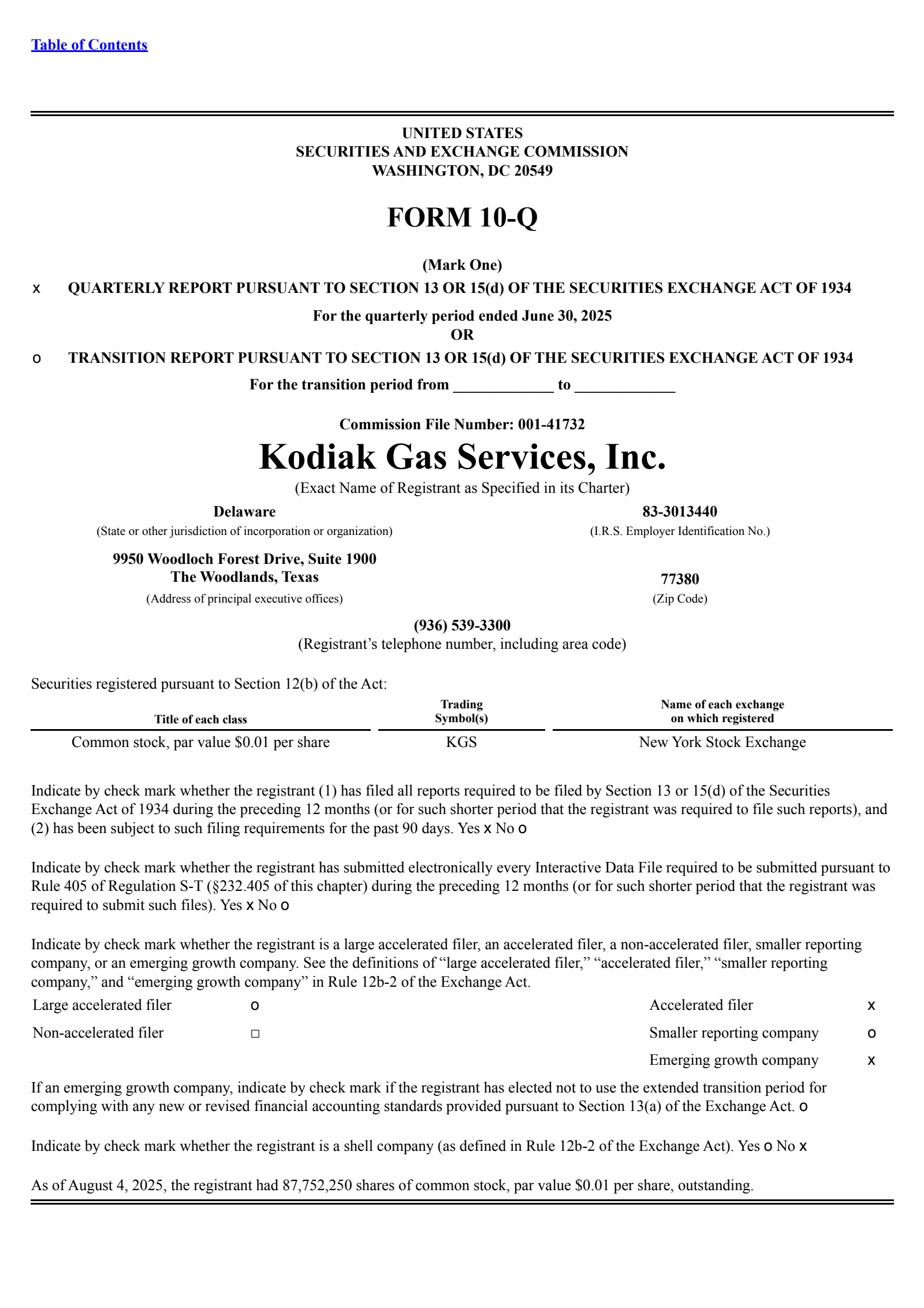 Kodiak Gas Services' Q2 2025 Quarterly report