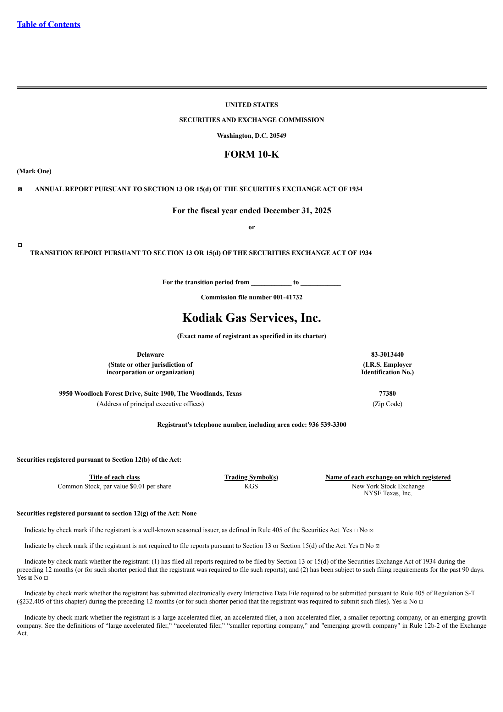 Kodiak Gas Services' Q4 2025 Annual report