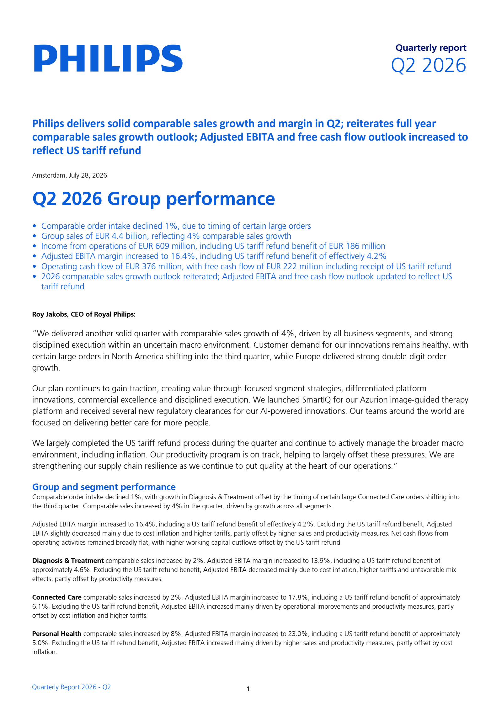 Koninklijke Philips' Q2 2026 Interim report
