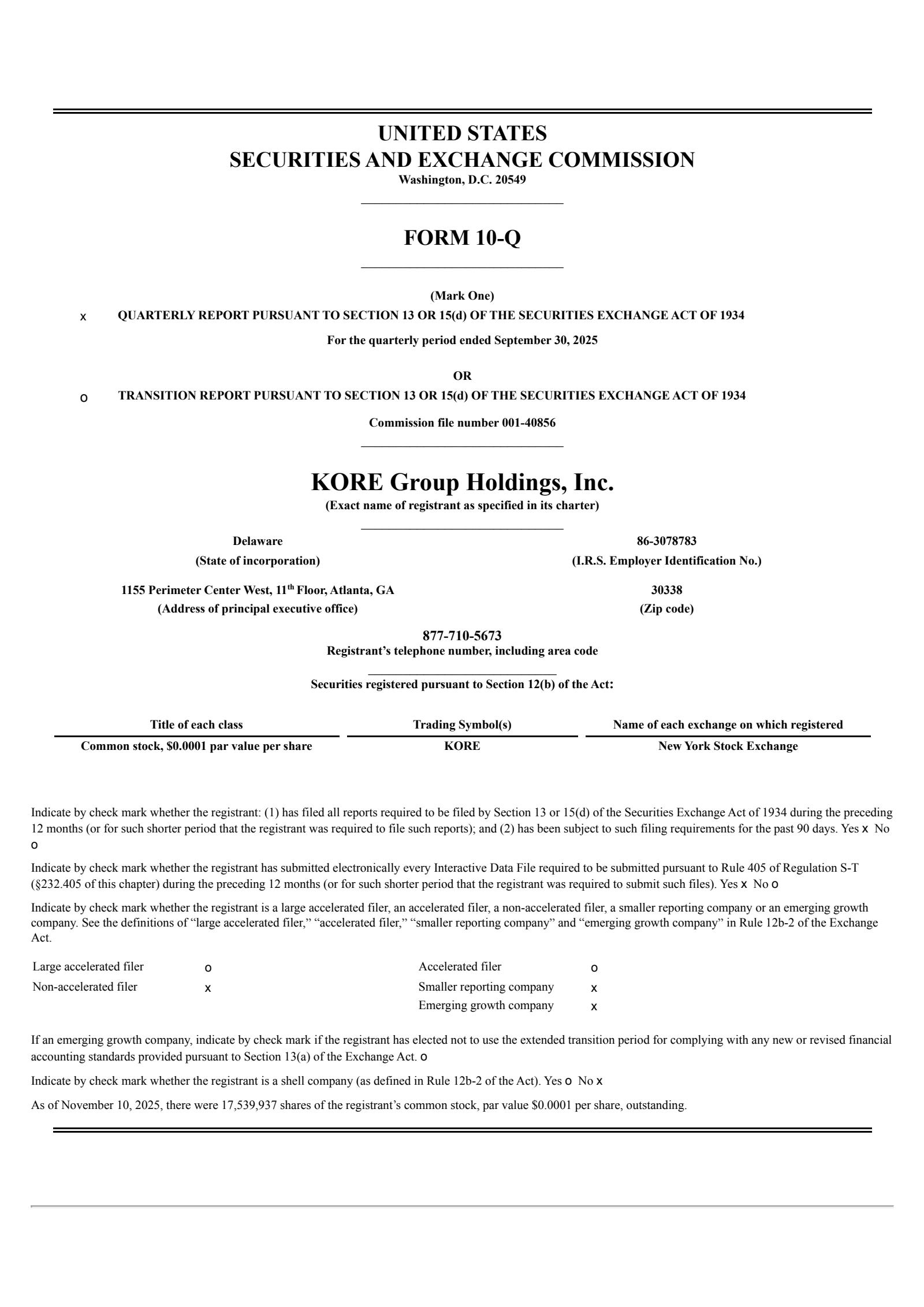 KORE Group's Q3 2025 Quarterly Report