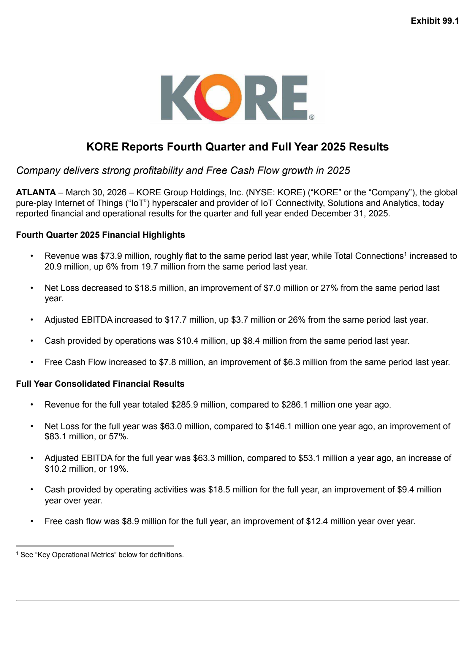 KORE Group's Q4 2025 Press Release