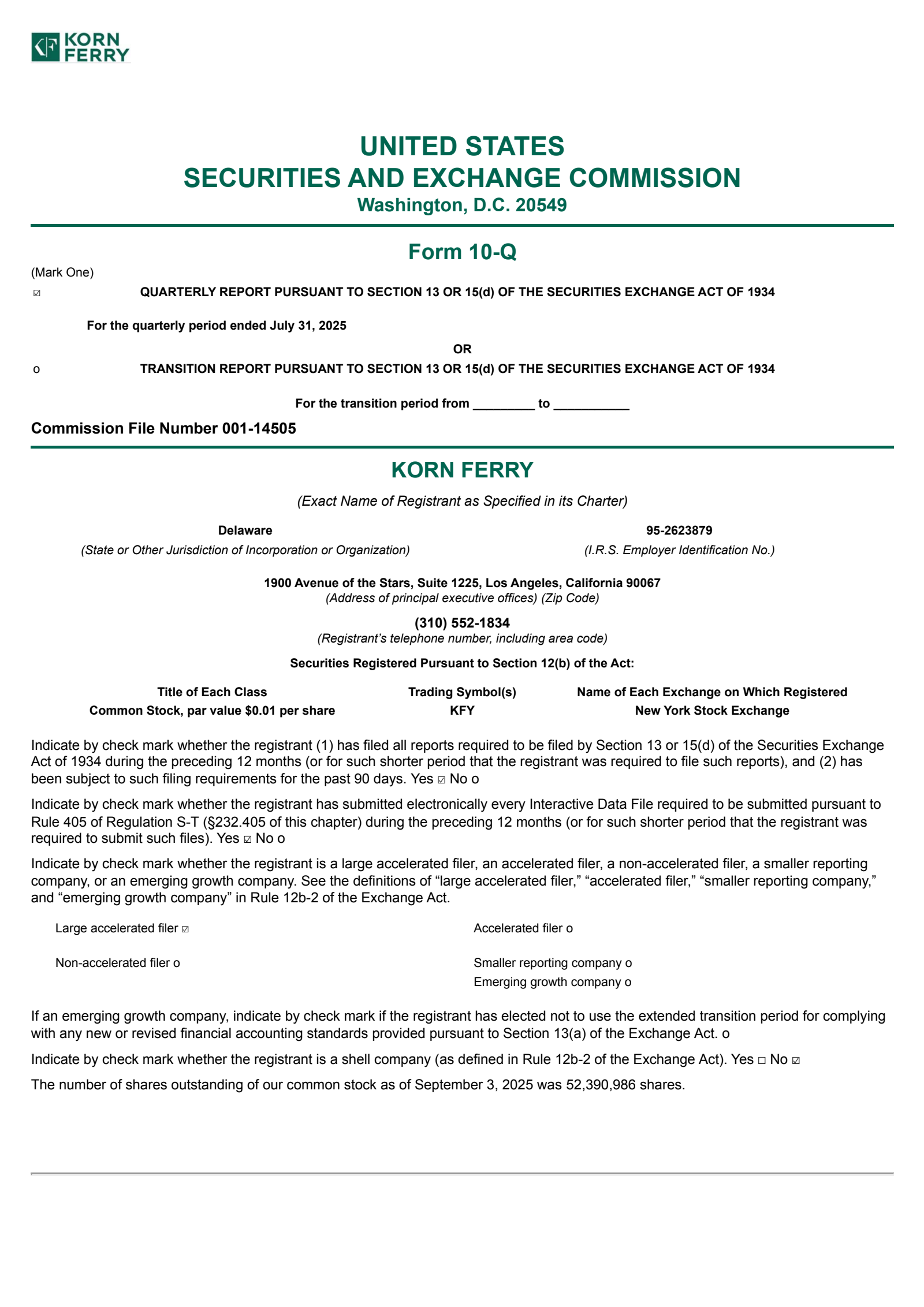 KFY Q1 2026 Earnings Report on 9/9/2025
