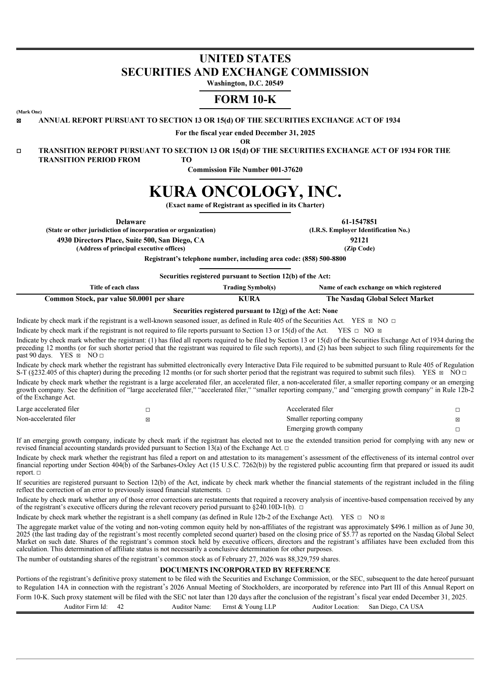 Kura Oncology's Q4 2025 Annual report