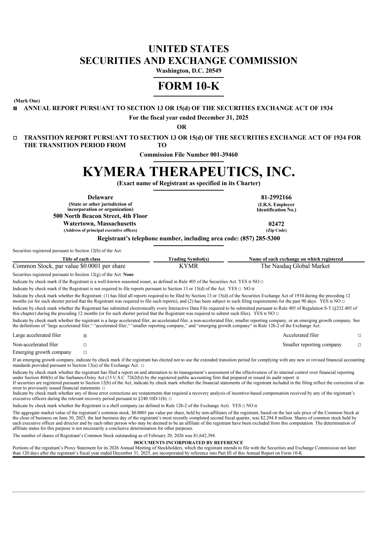 Kymera Therapeutics' Q4 2025 Annual report