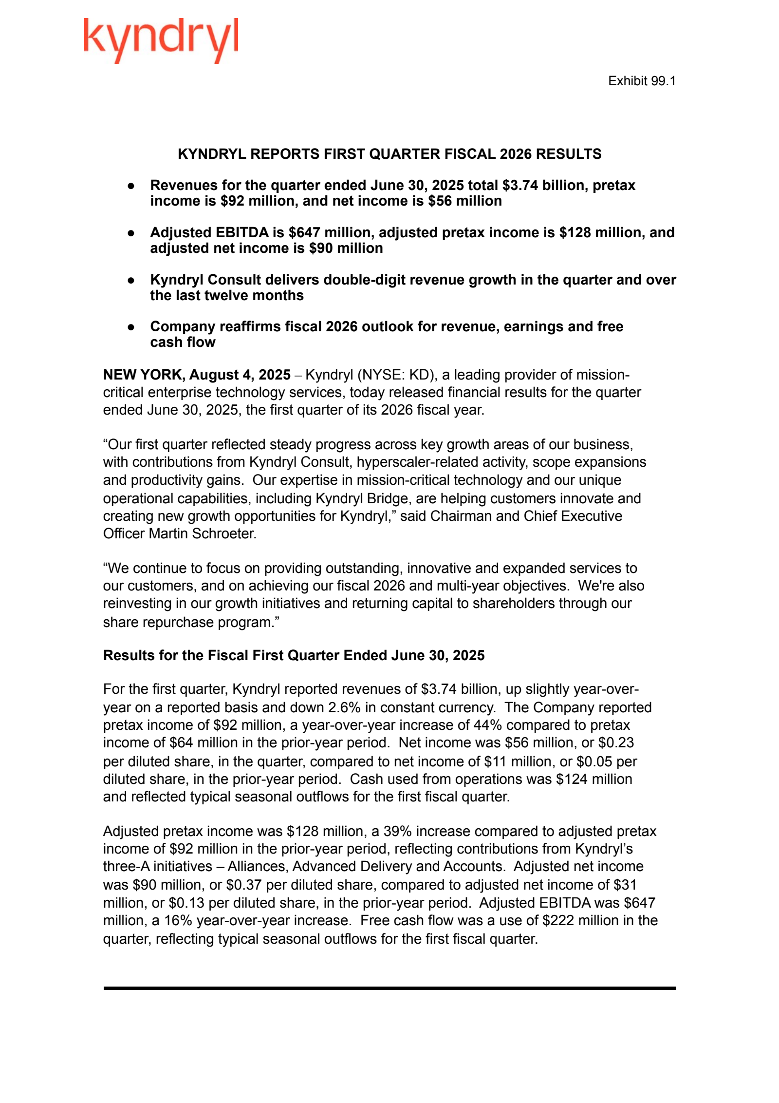 Kyndryl's Q1 2026 Press Release