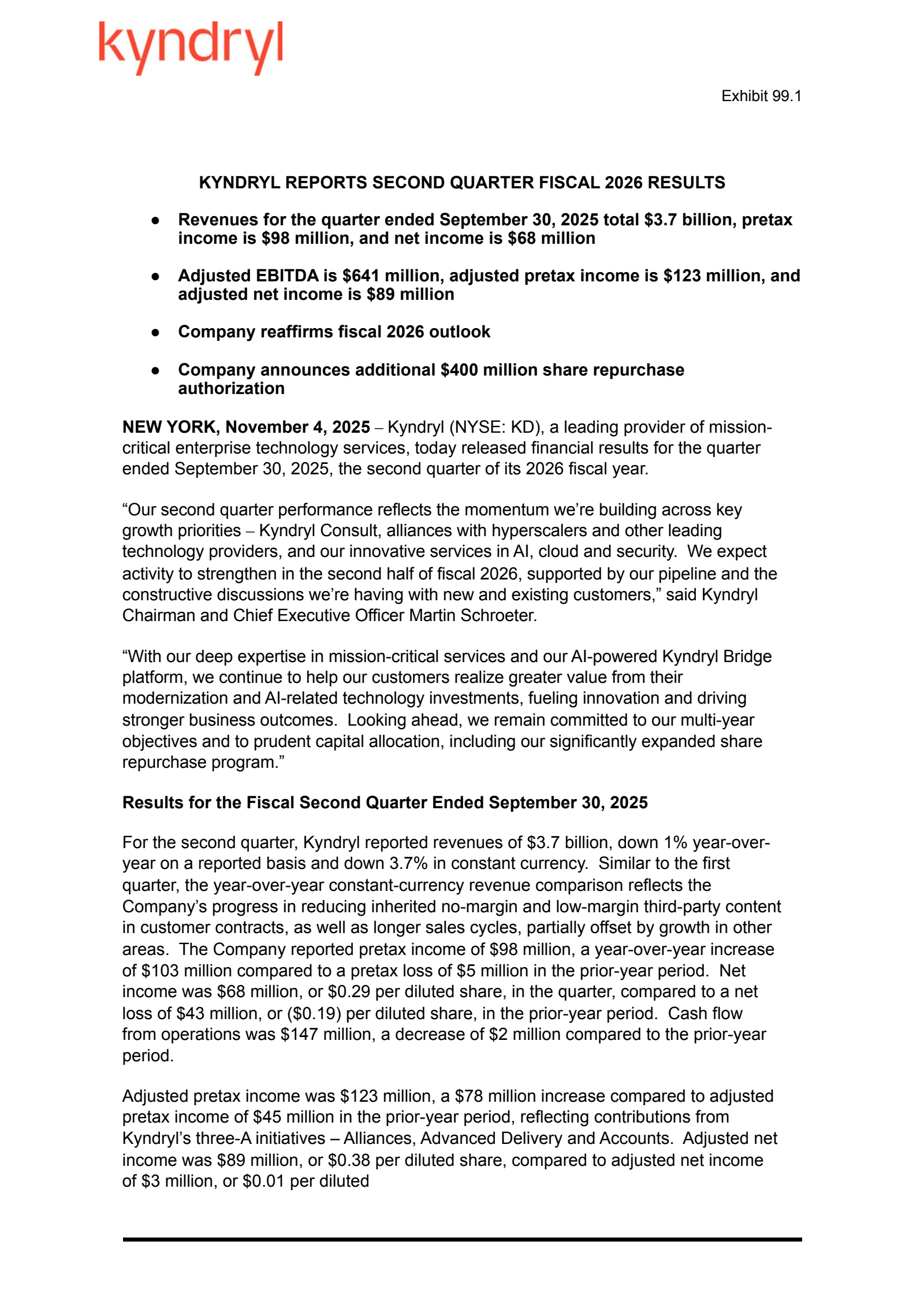 Kyndryl's Q2 2026 Earnings Release