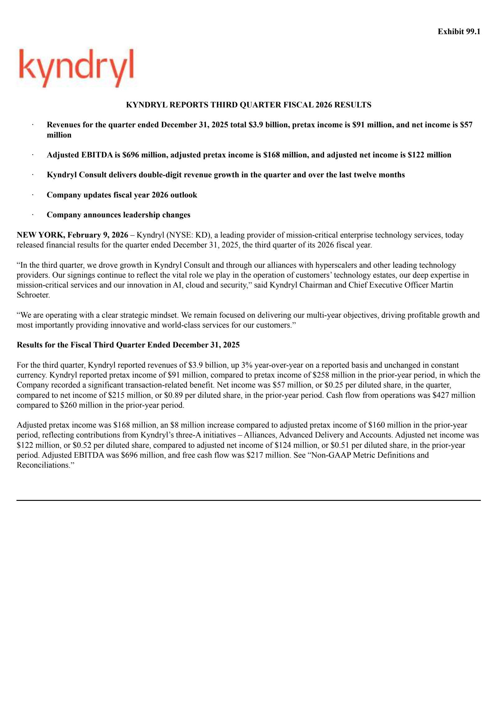 Kyndryl's Q3 2026 Press Release
