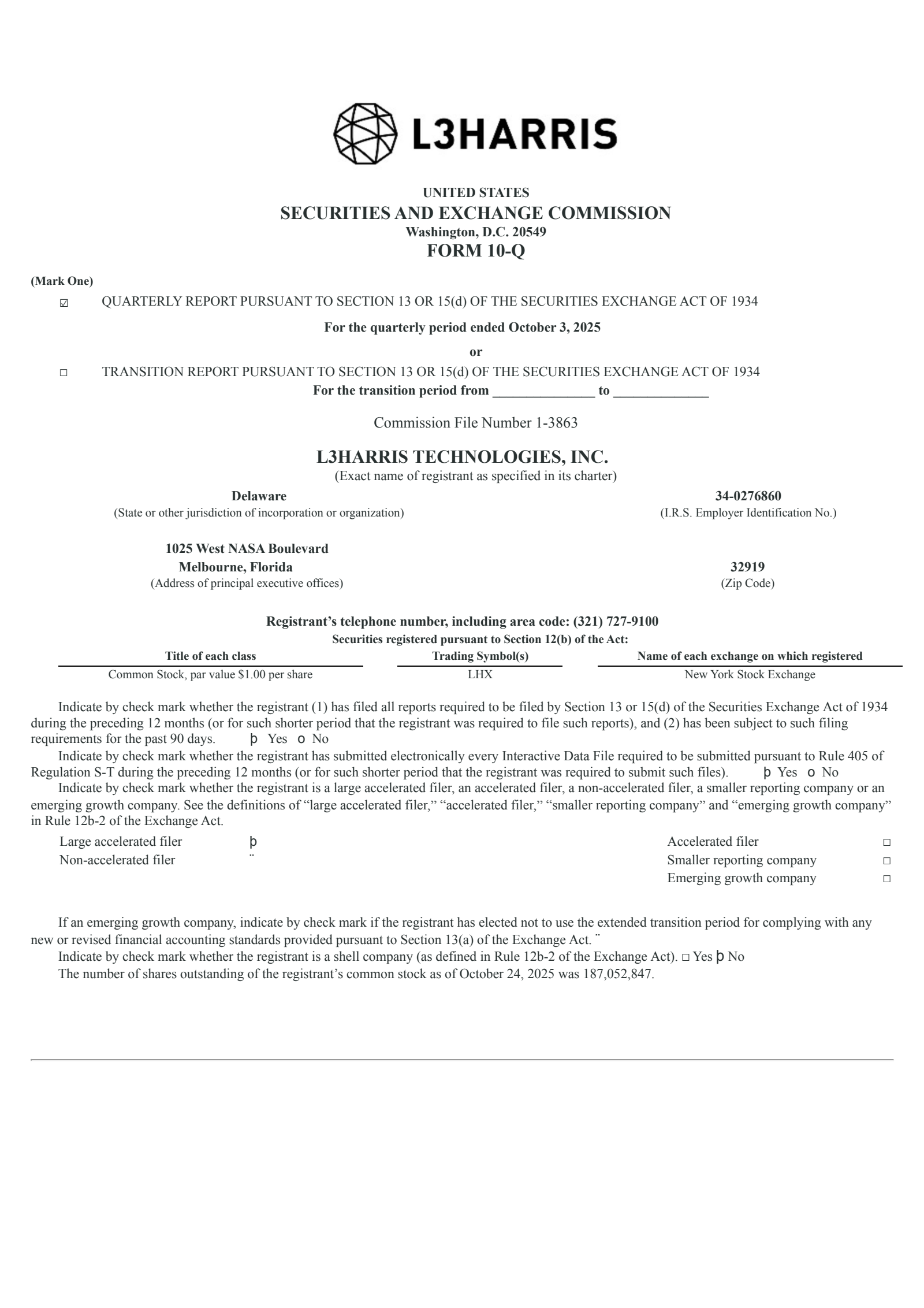 L3Harris Technologies' Q3 2025 Quarterly Report