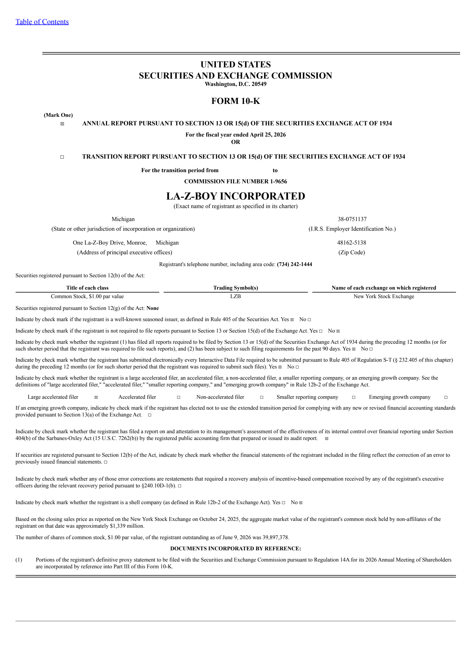 La-Z-Boy's Q4 2026 Annual report