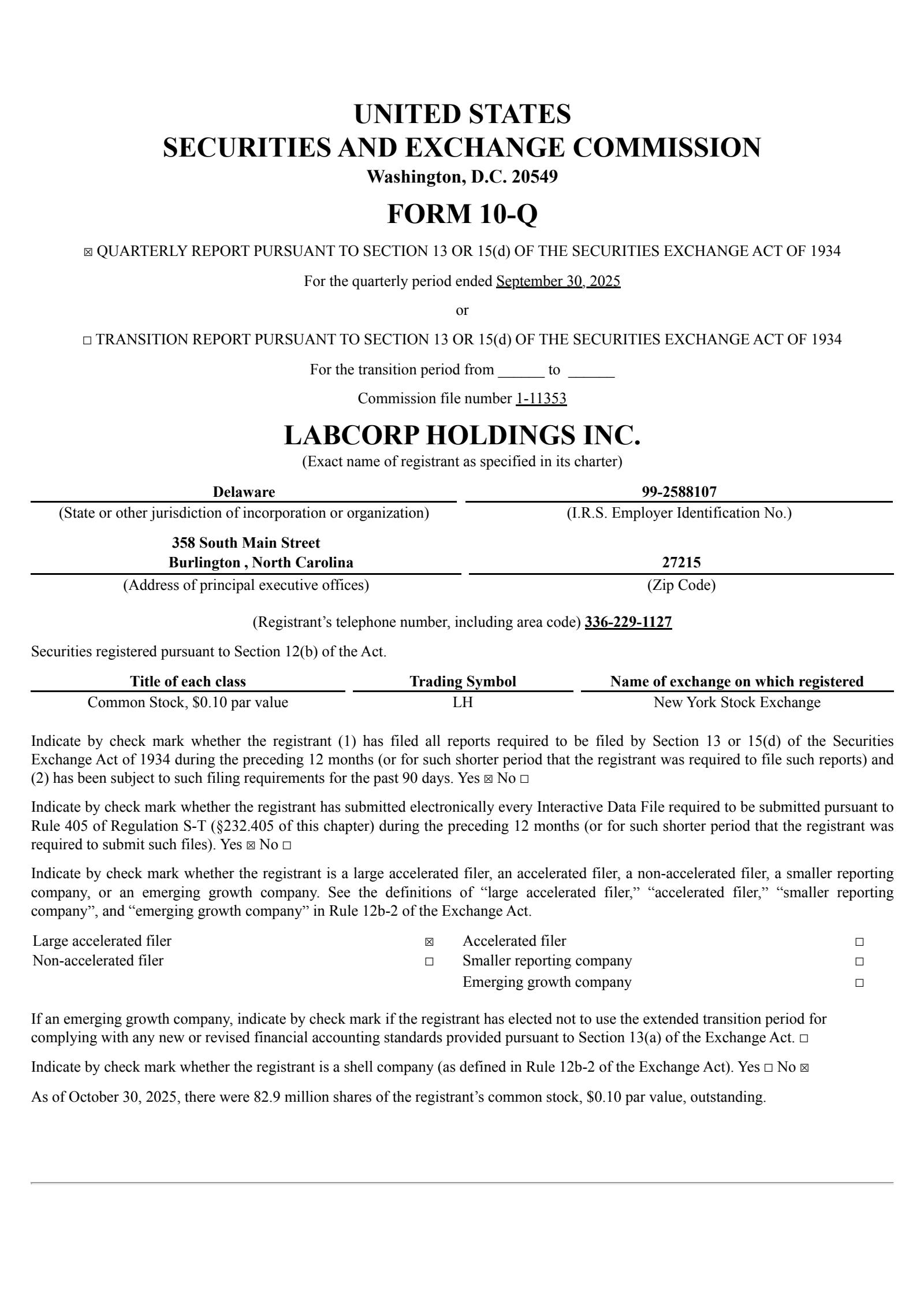 Labcorp's Q3 2025 Quarterly Report