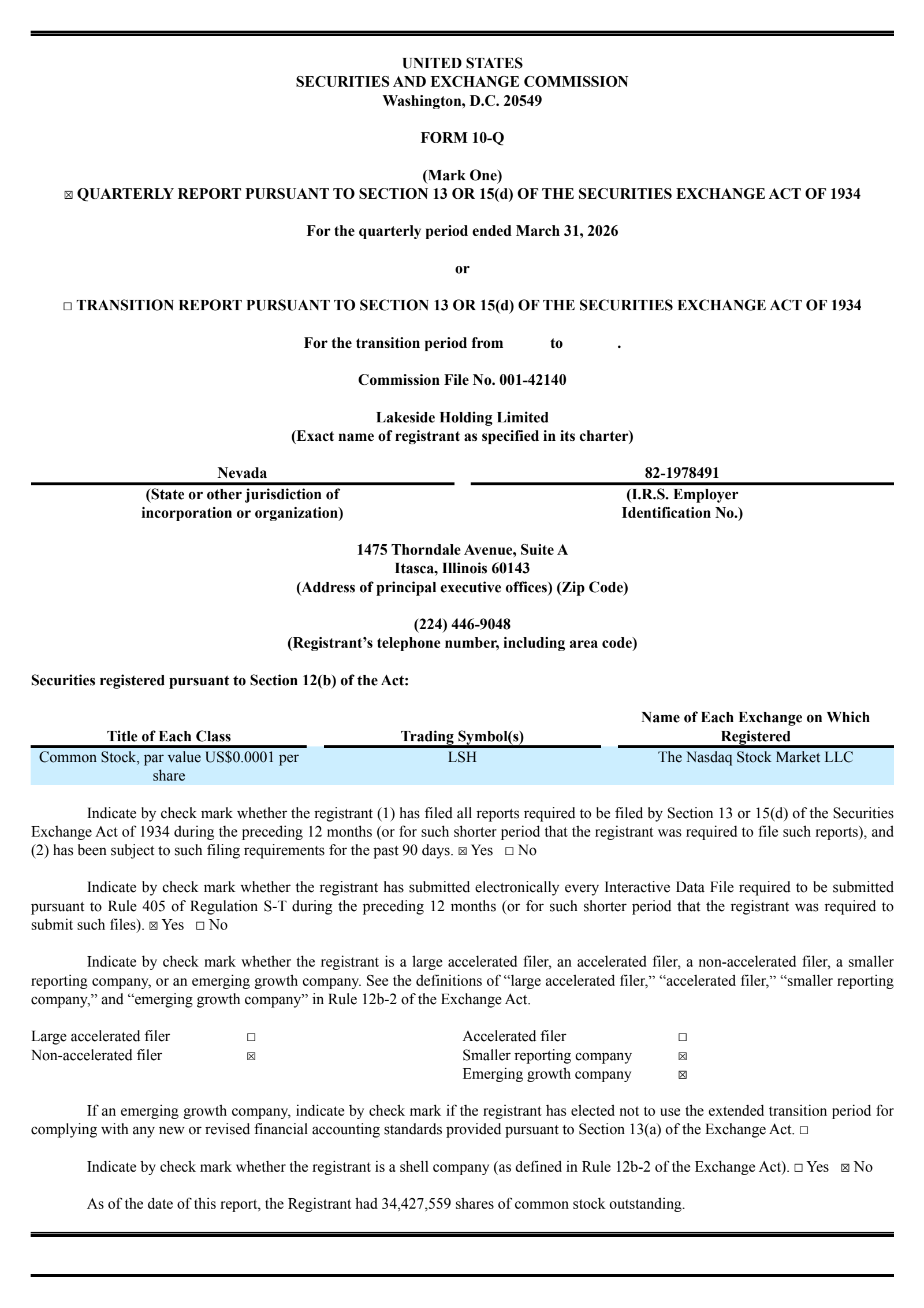 Lakeside's Q3 2026 Quarterly report