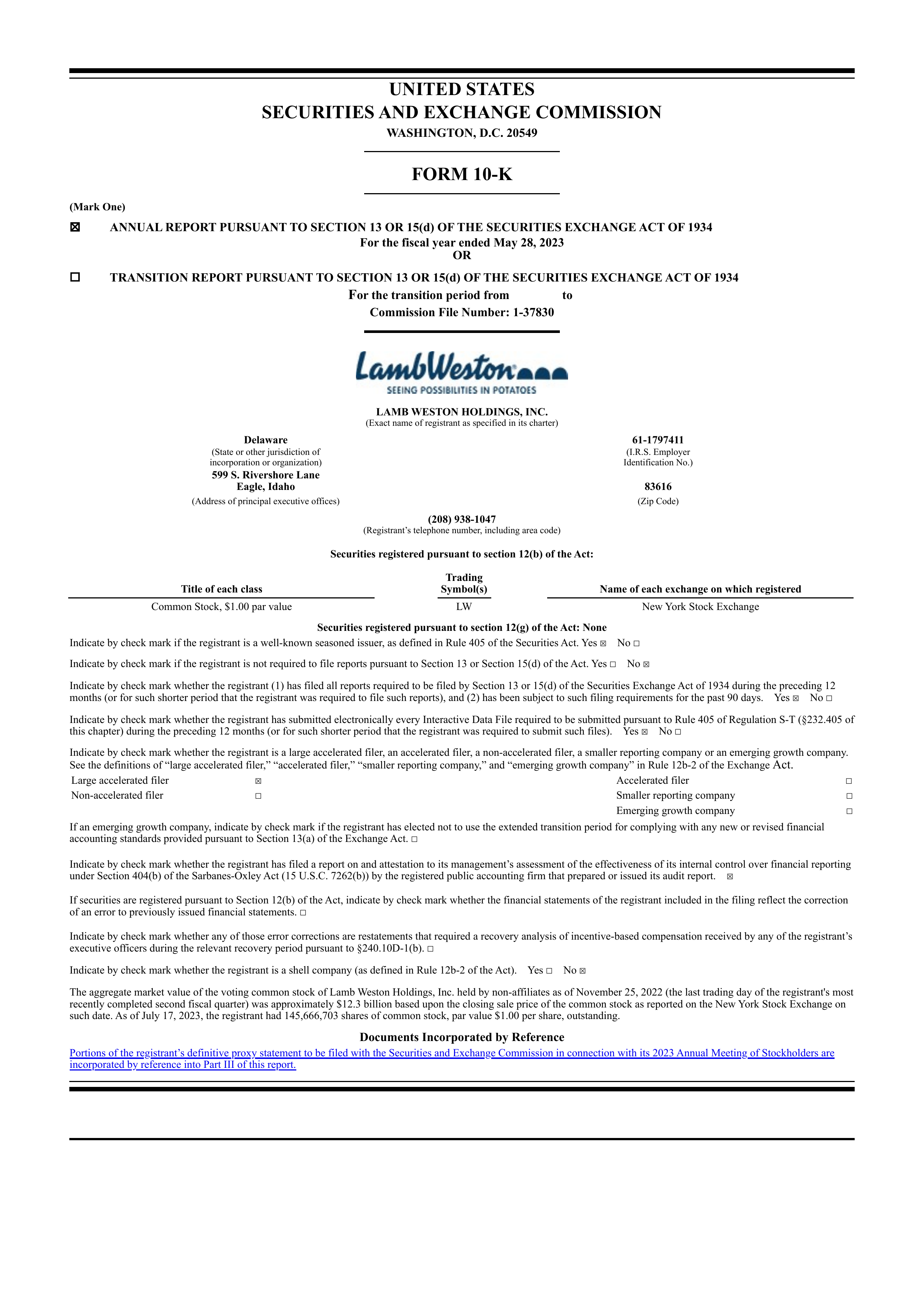 Lamb Weston's Q4 2023 Annual report