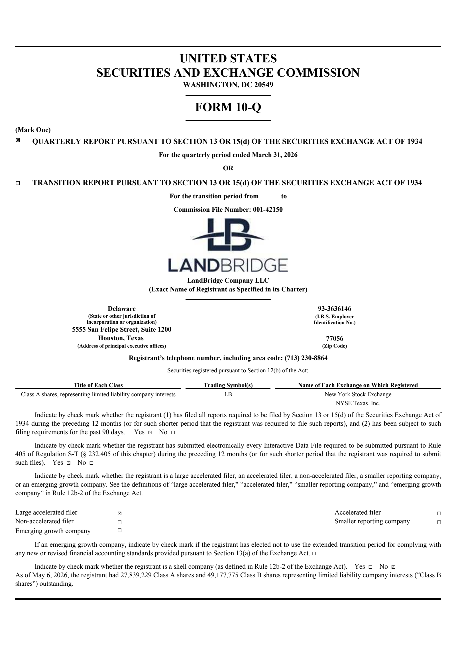 LandBridge's Q1 2026 Quarterly report