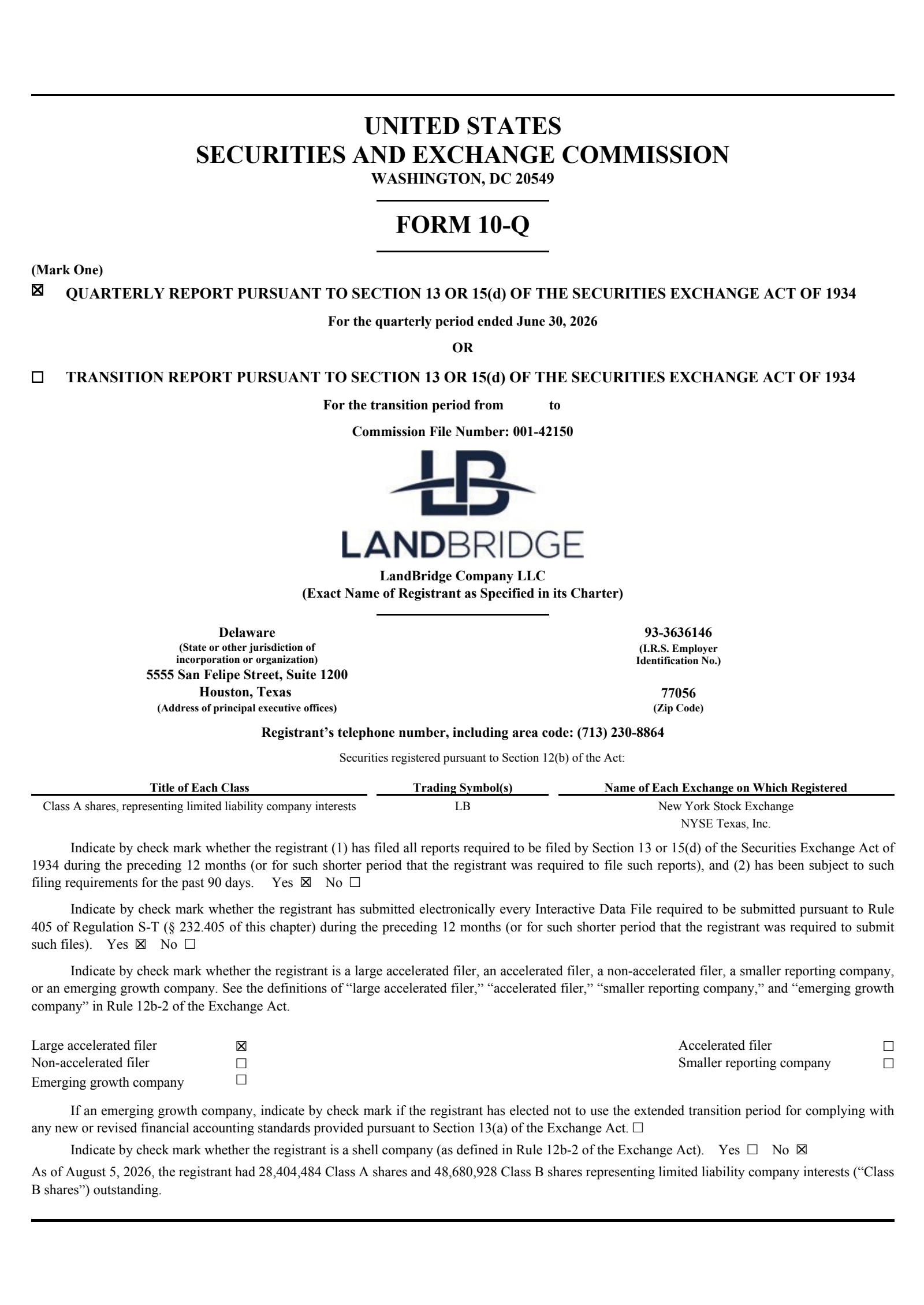 LandBridge's Q2 2026 Quarterly report