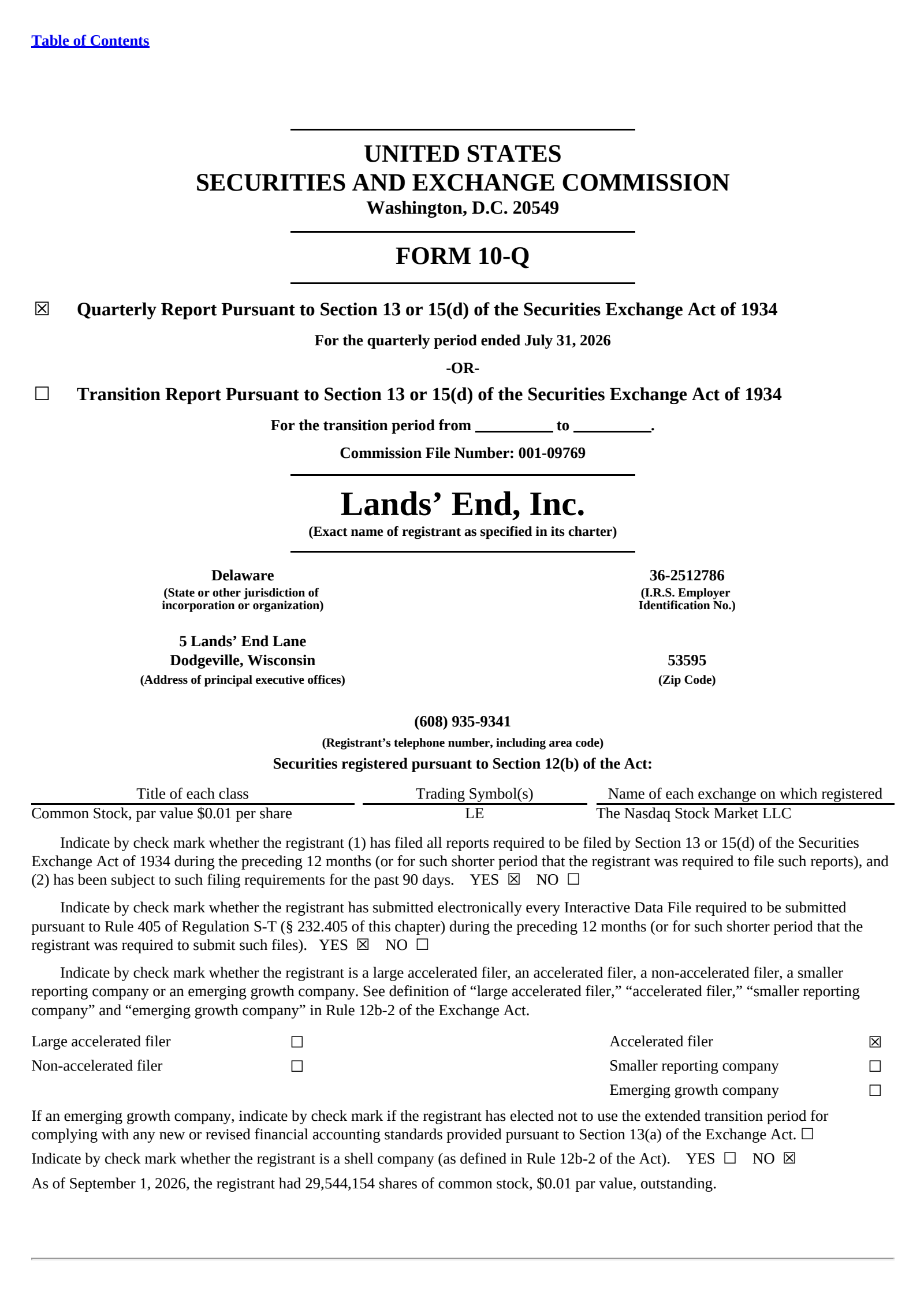 Lands' End's Q2 2027 Quarterly report