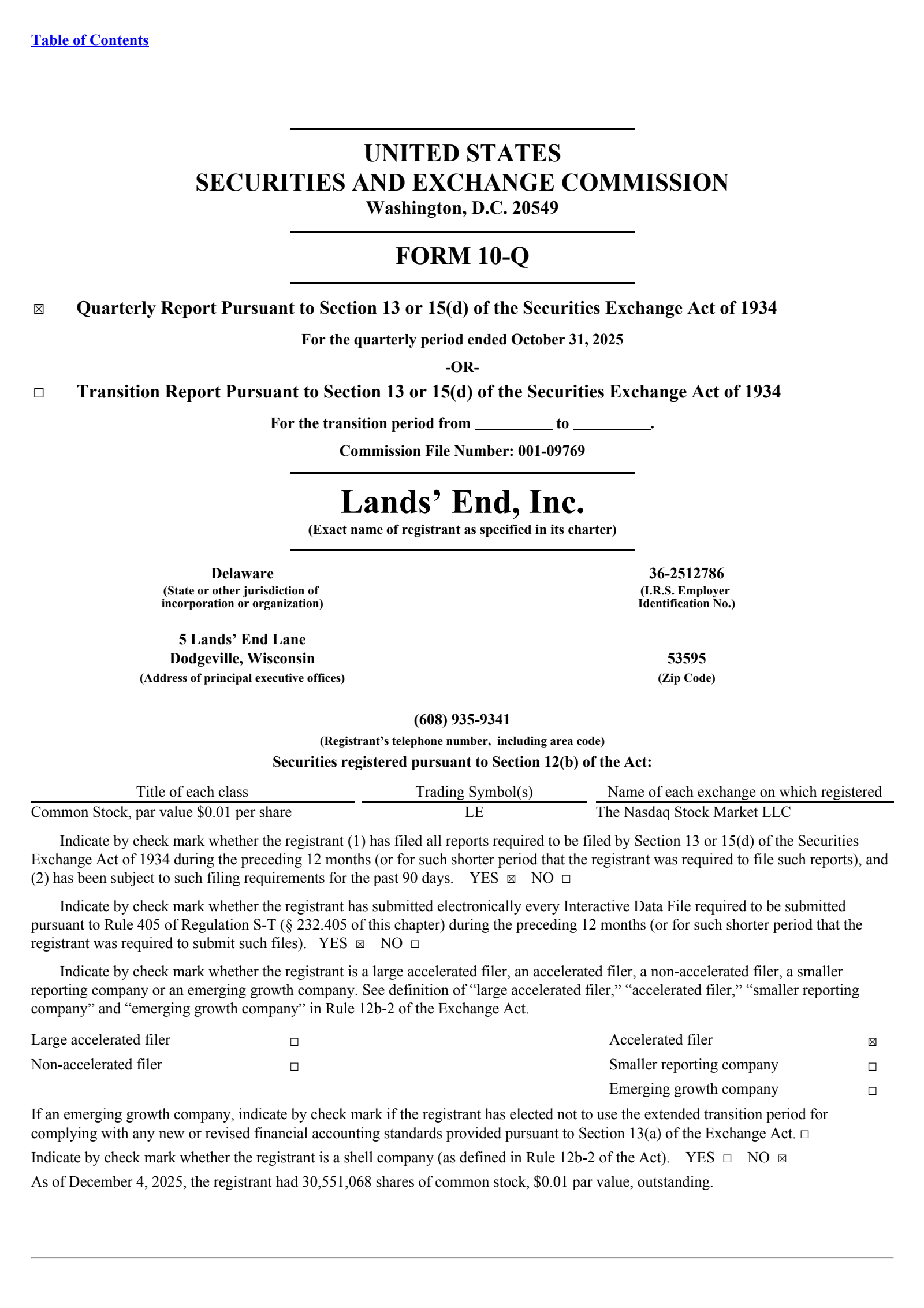Lands' End's Q3 2026 Quarterly Report