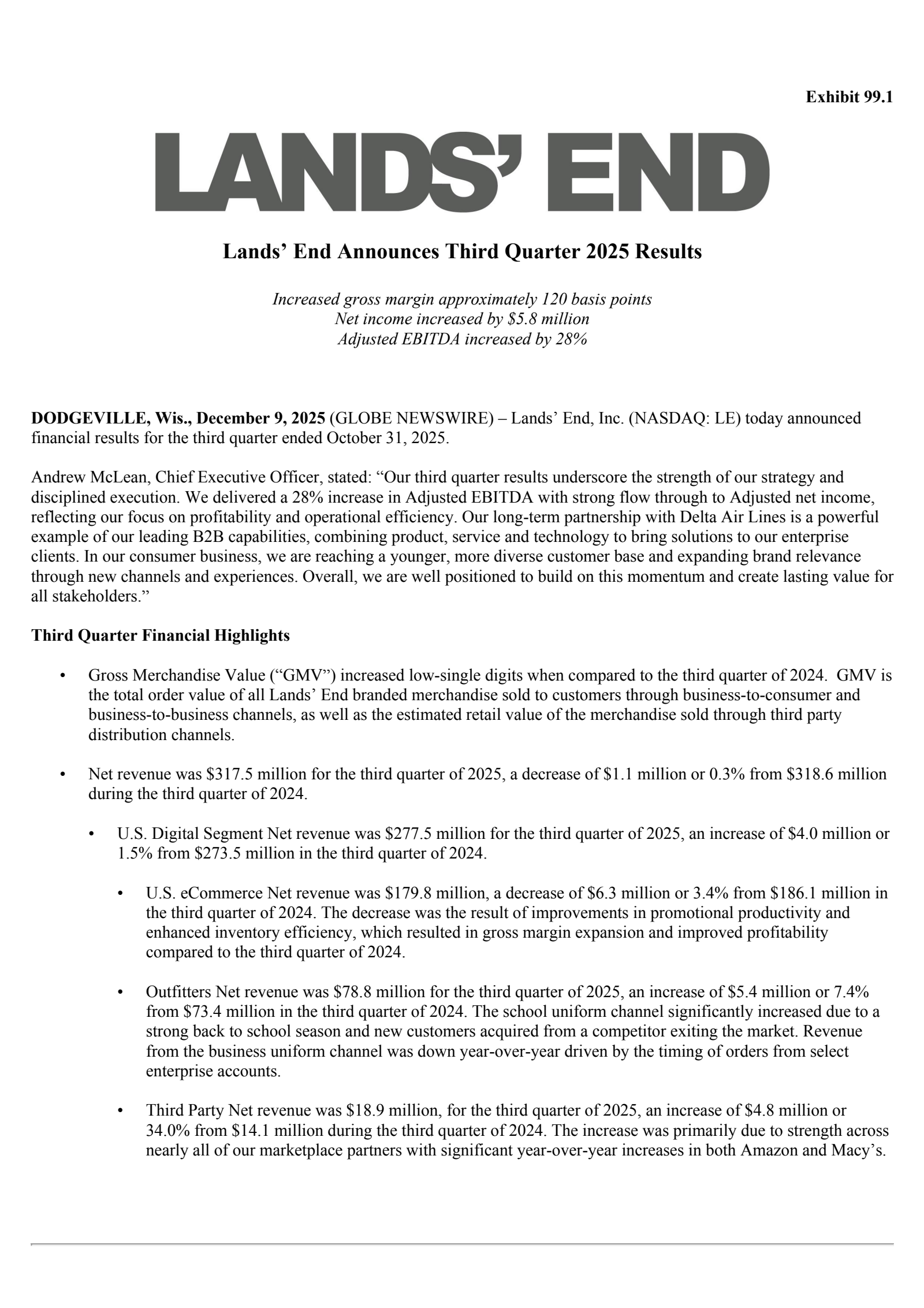 Lands' End's Q3 2026 Earnings Release