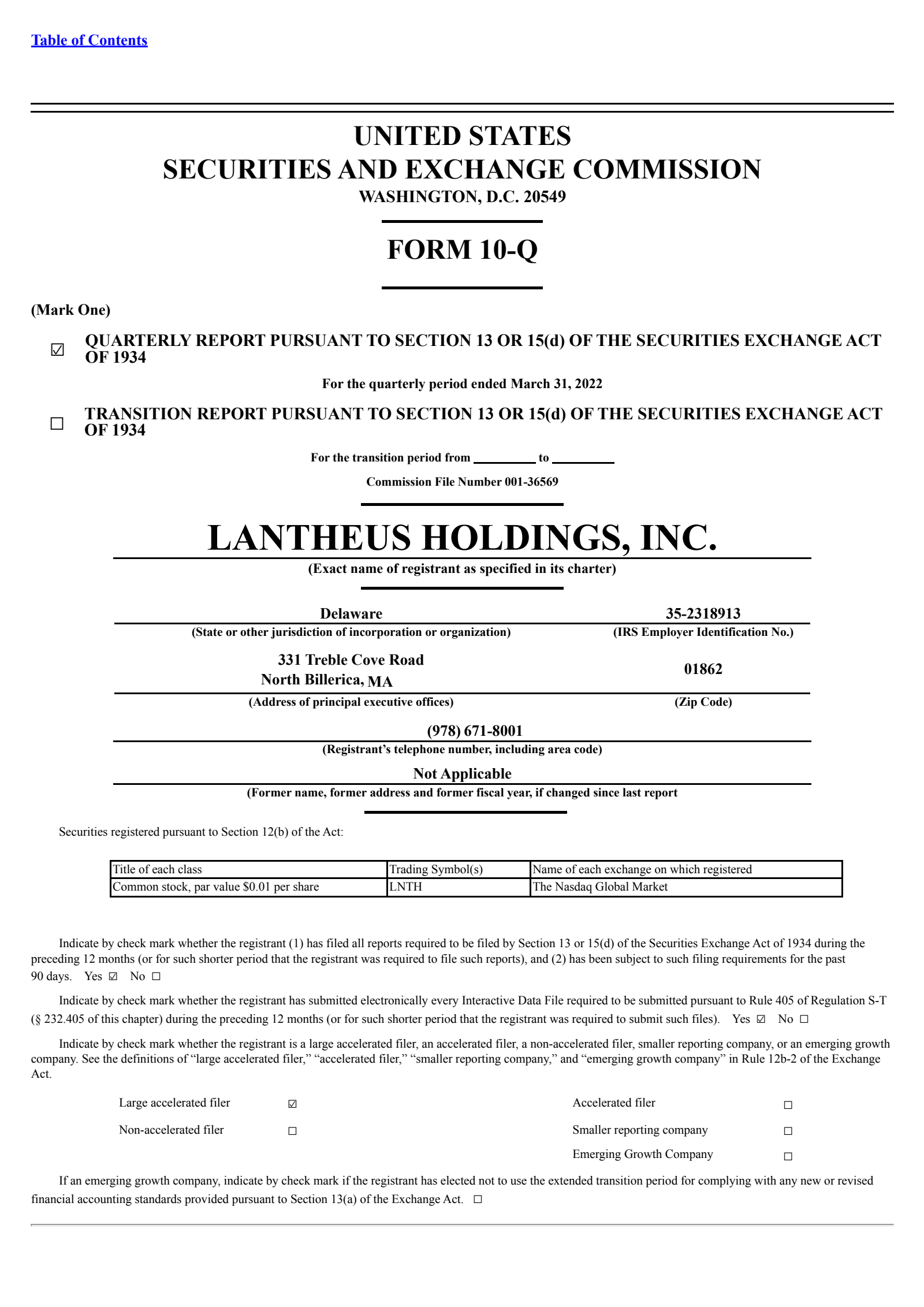 Lantheus' Q1 2022 Quarterly report