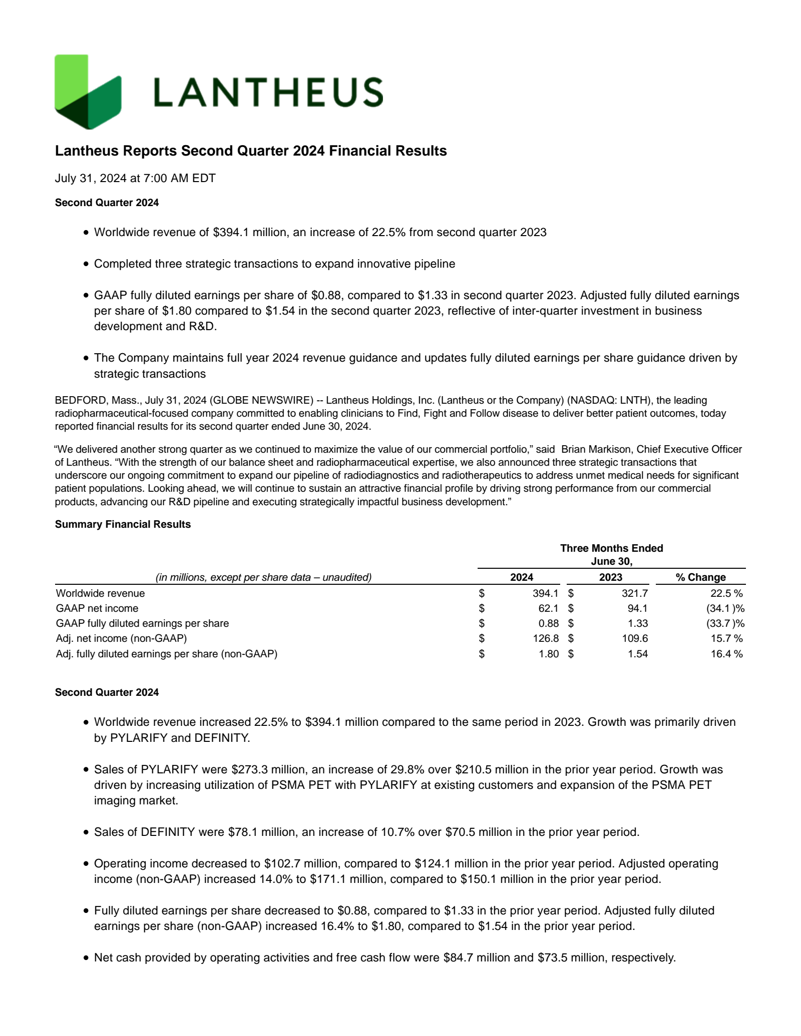 Great Southern Bancorp's Q2 2024 Press Release