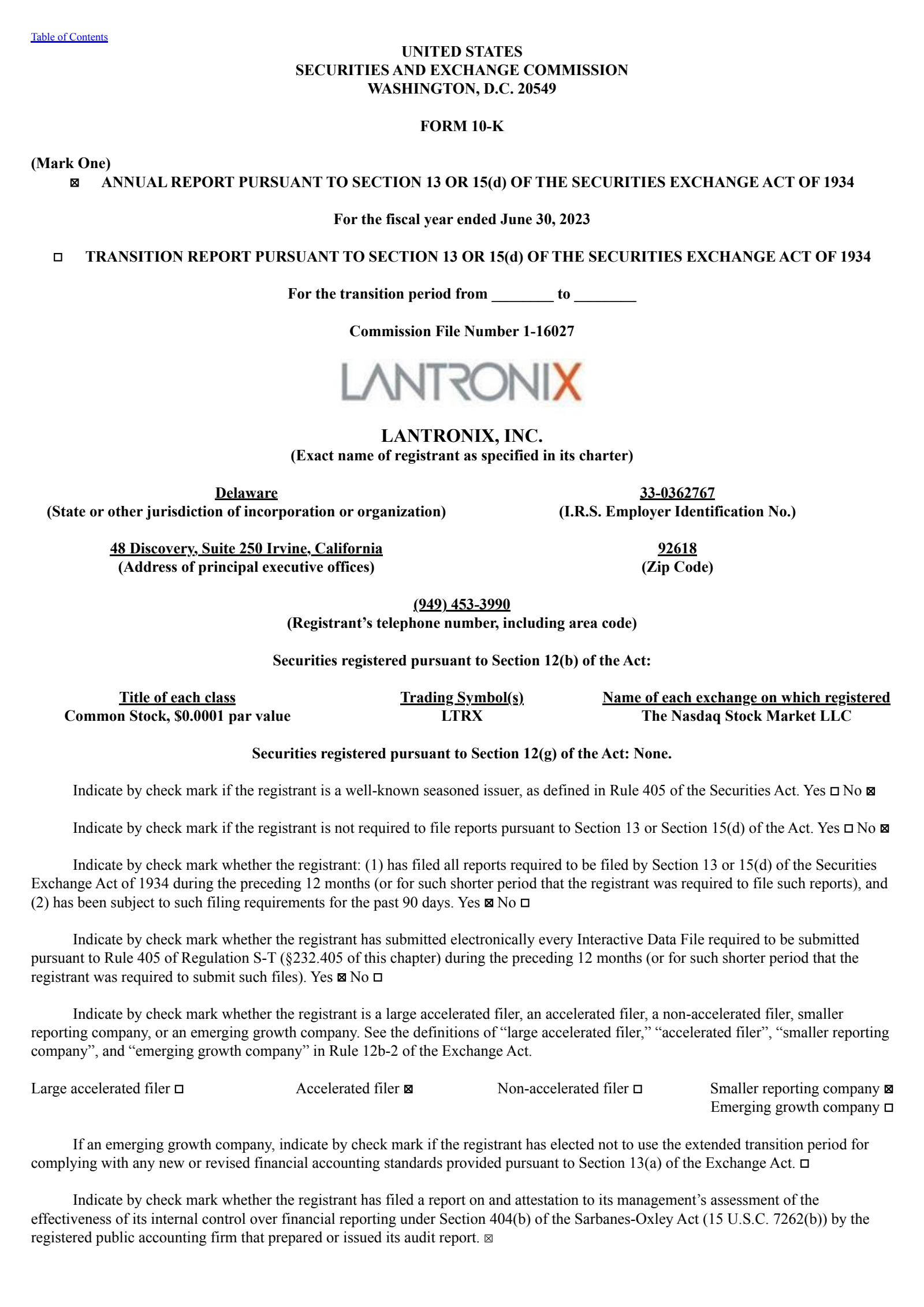 Lantronix's Q4 2023 Annual report