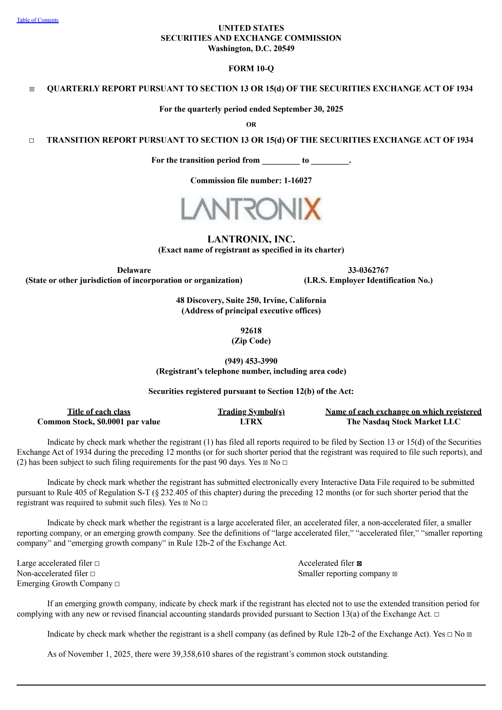 Lantronix's Q1 2026 Quarterly Report